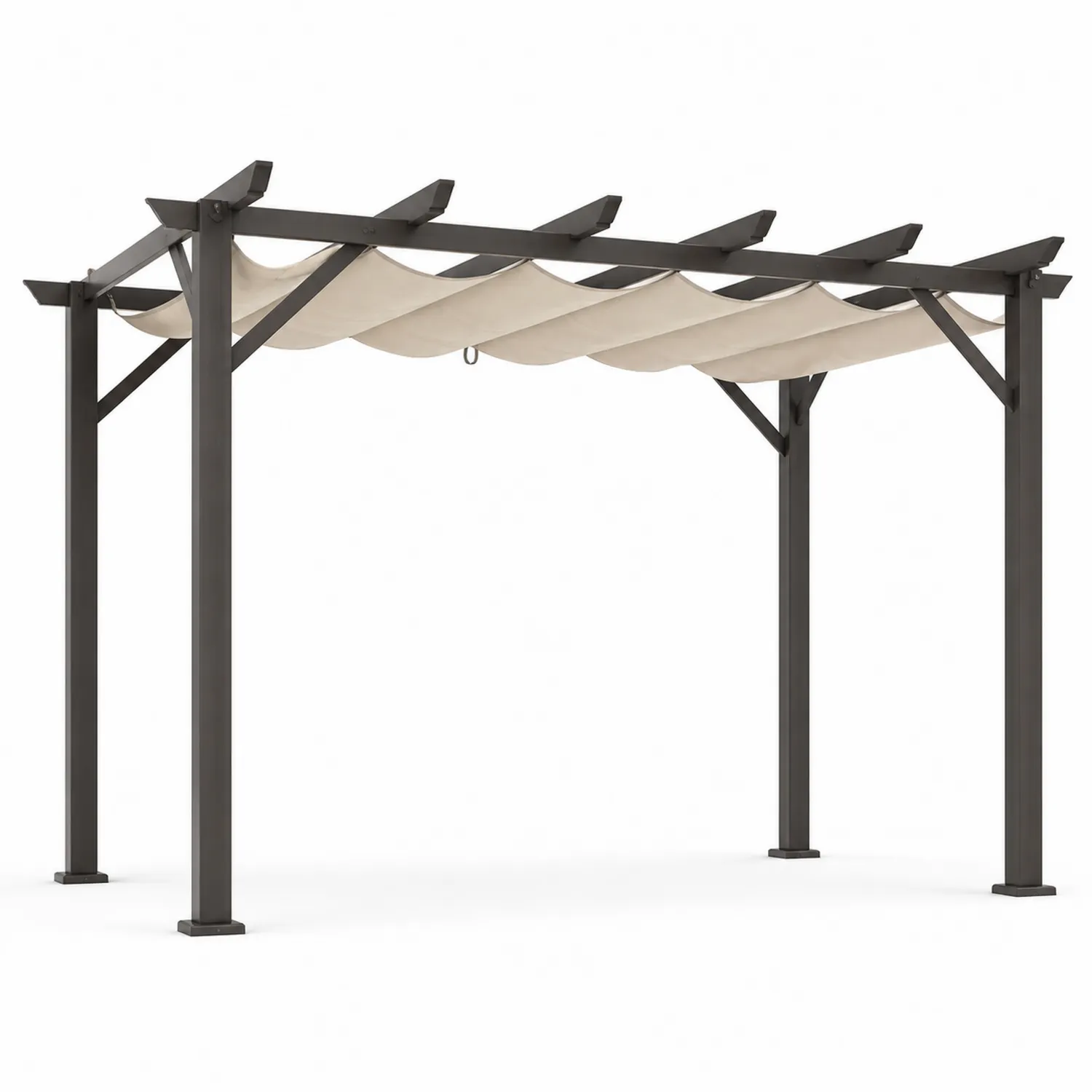 Pergola aluminiowa z poliestrem wodoodpornym 300x400 cm Czarny/Beżowy-Eondurable