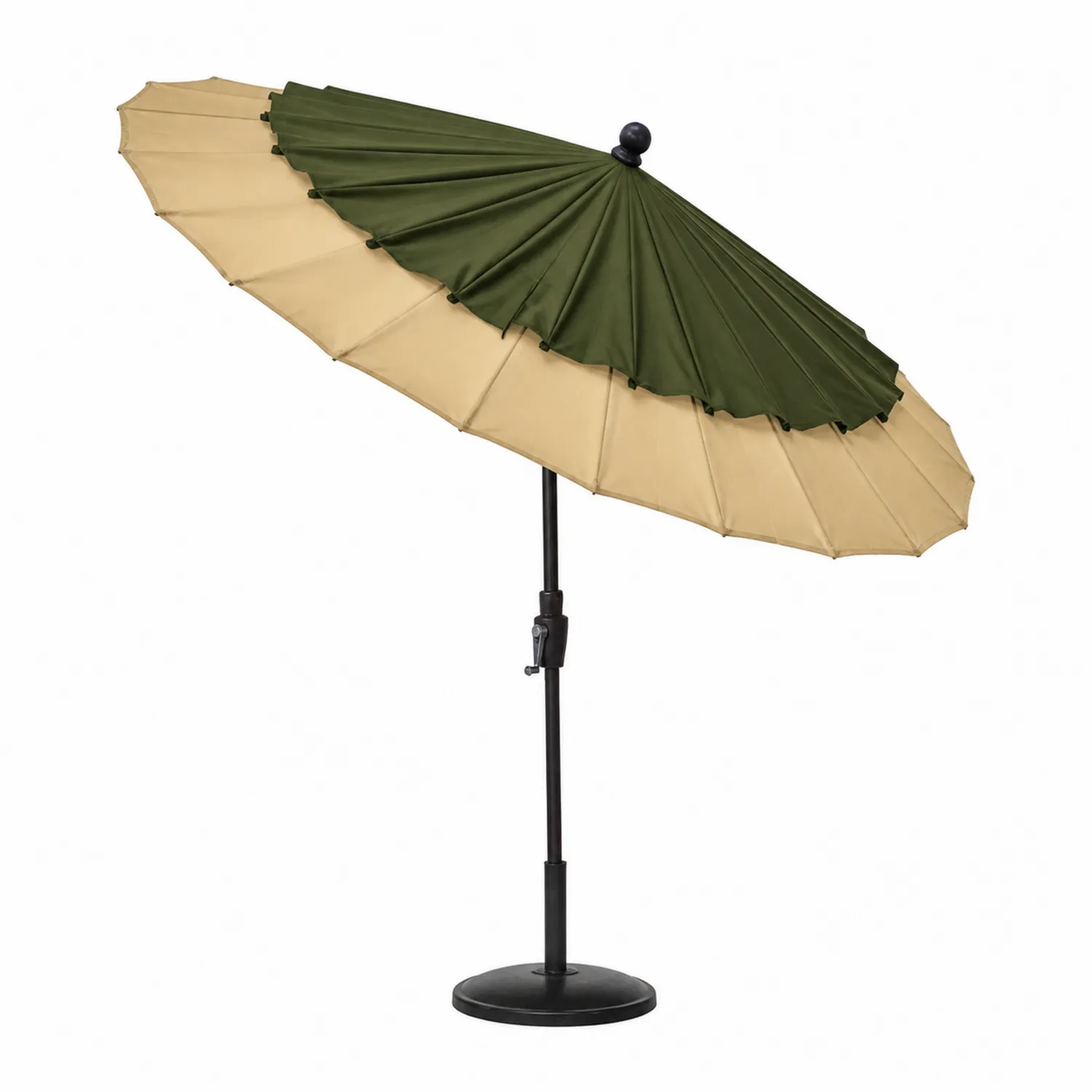 Parasol ogrodowy okrągły 300 cm metalowy poliester zielony beżowy-Eondurable
