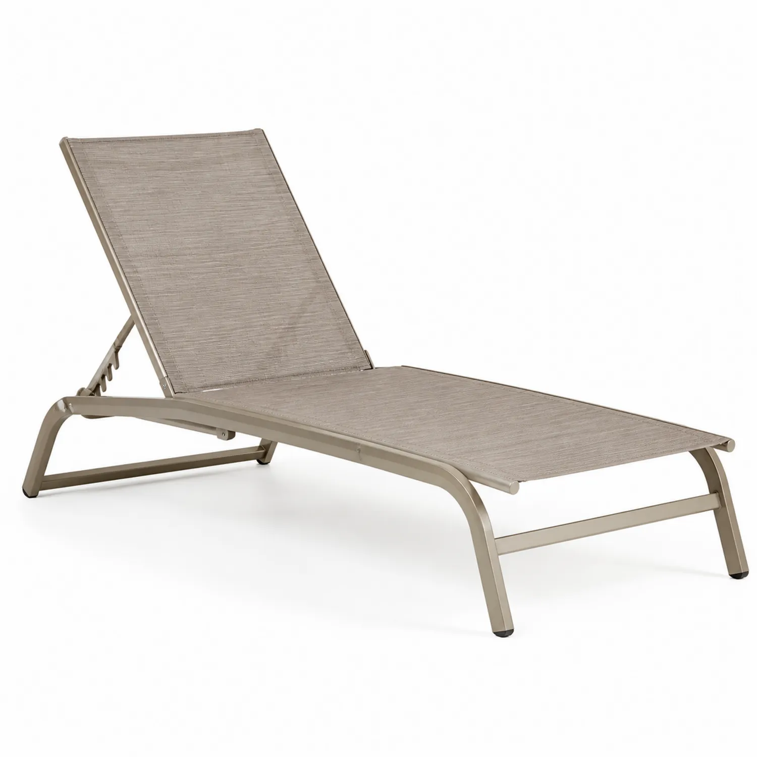 Leżak z aluminium i tkaniny Textilene beżowy 200x65x40 cm-Eondurable