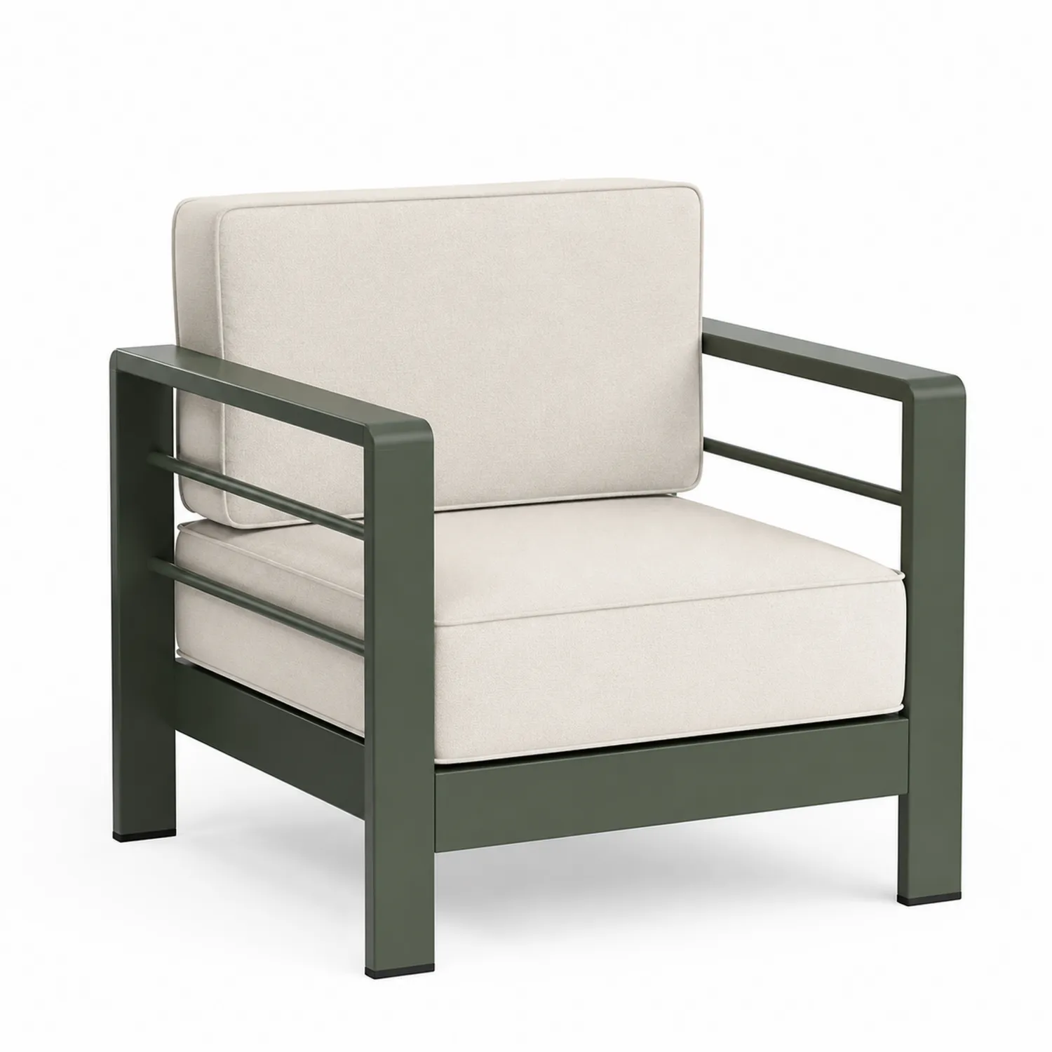 Fotel ogrodowy z aluminium 75x85x80 cm zielony kremowy-Eondurable