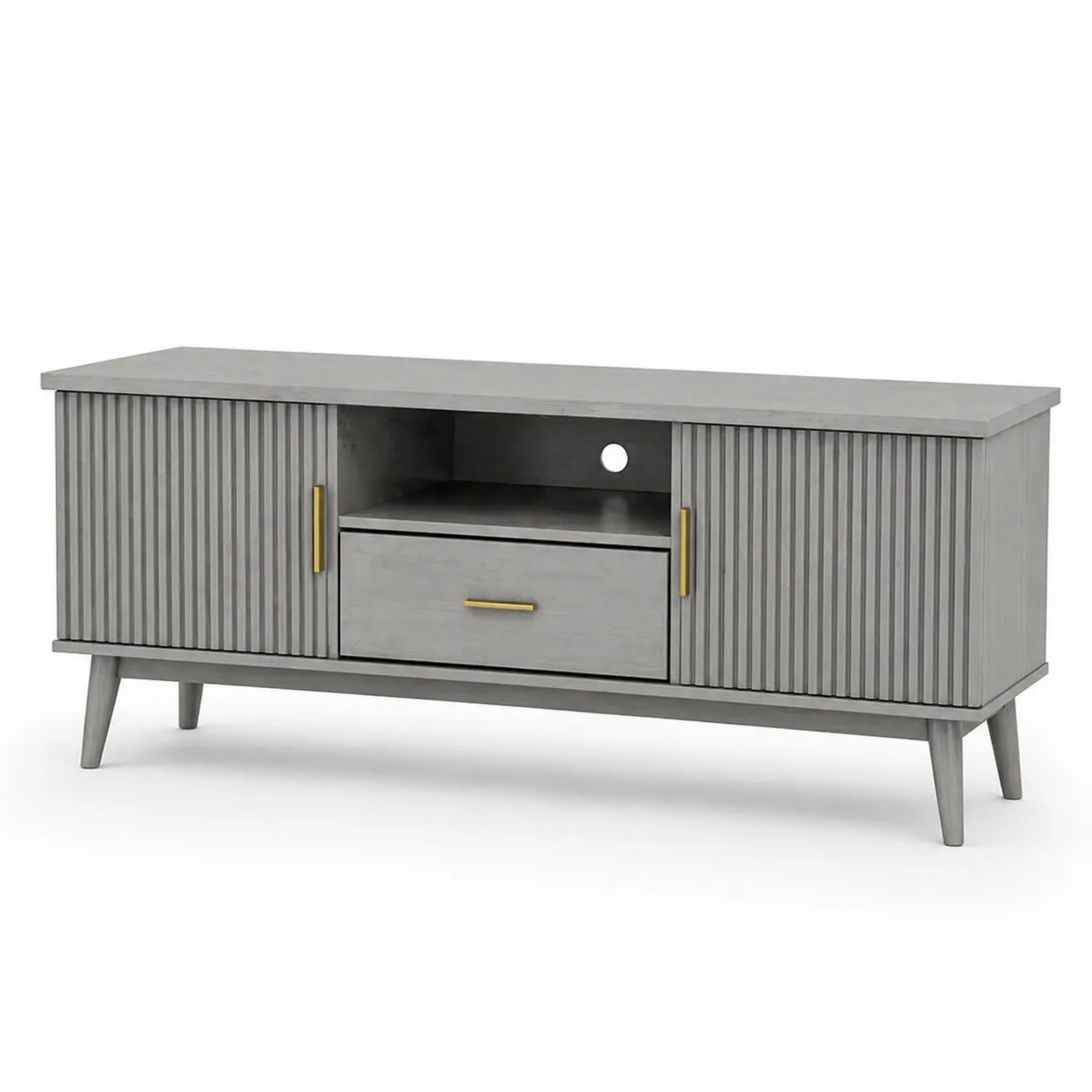 Szafka RTV szara MDF z szufladą i drzwiczkami 150x40x50 cm-Eondurable