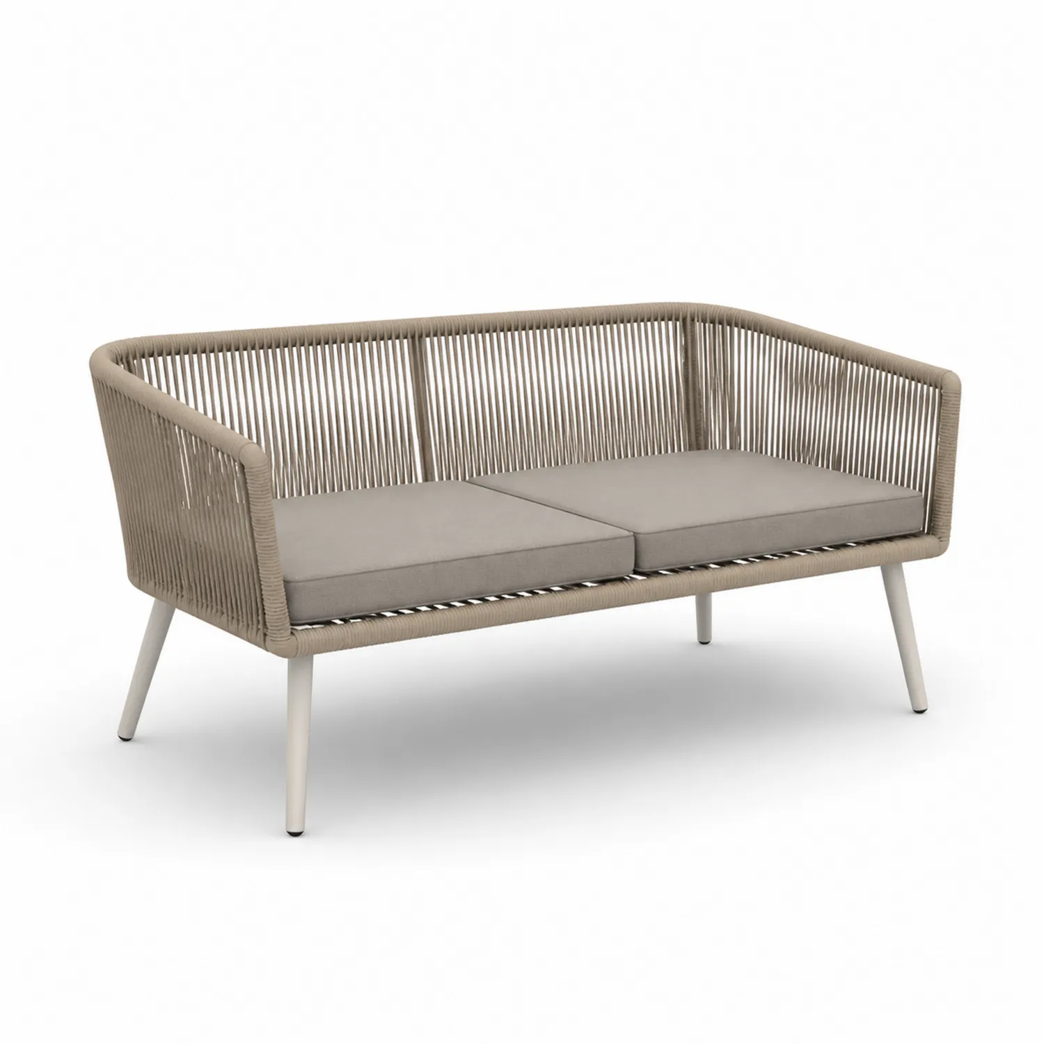 Sofa dwuosobowa z metalu i poliestru, 150 cm, Beżowy-Eondurable