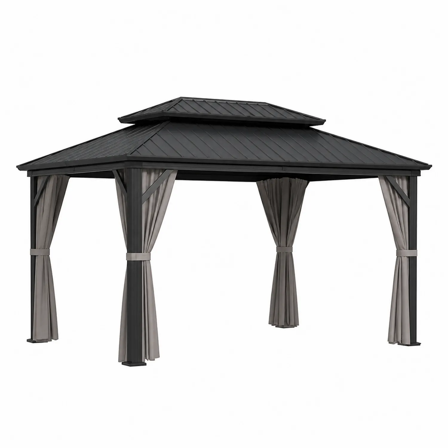 Altana ogrodowa stalowa z dachem dwuspadowym 400x300 cm Szary-Eondurable