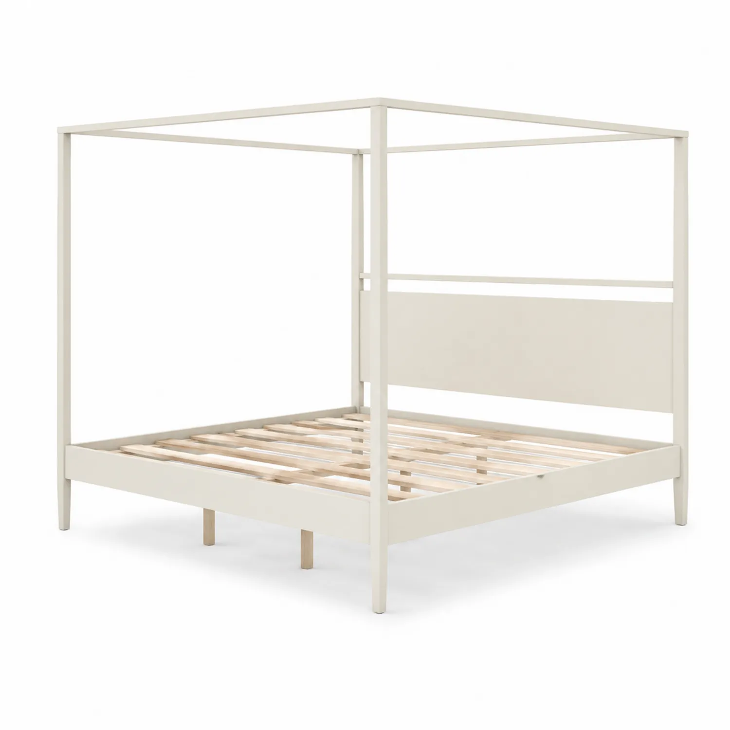 Metalowe łóżko z baldachimem beżowe 200x160 cm-Eondurable