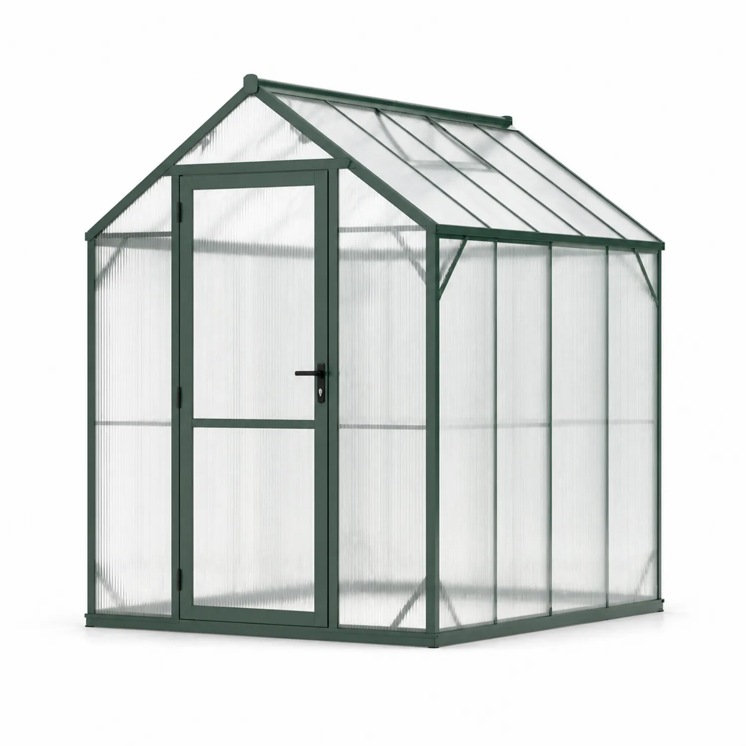 Aluminium Gewächshaus mit Polycarbonat Grün 195x130x182 cm