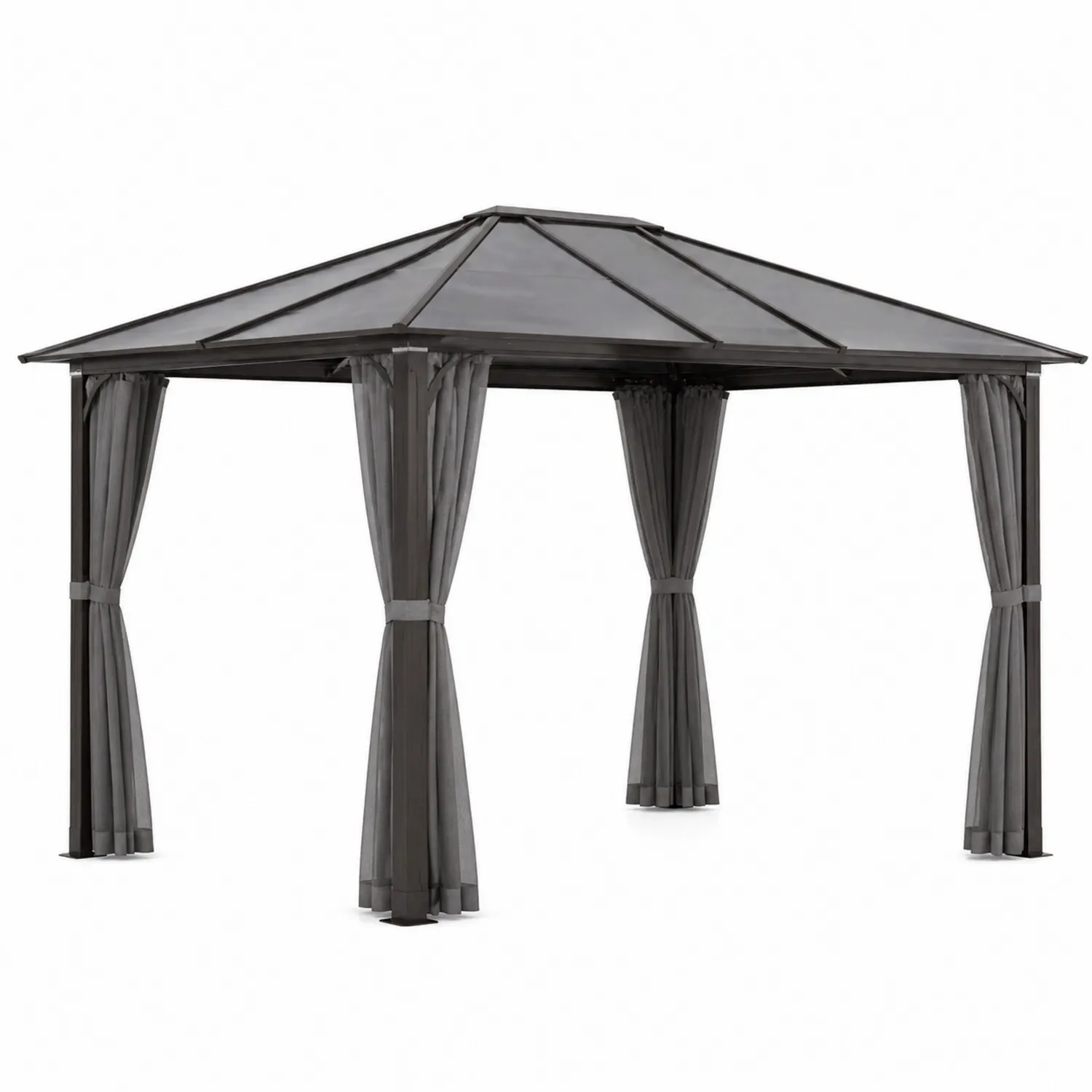 Gartenpavillon aus Aluminium mit Polycarbonatdach 3x4m Dunkelgrau