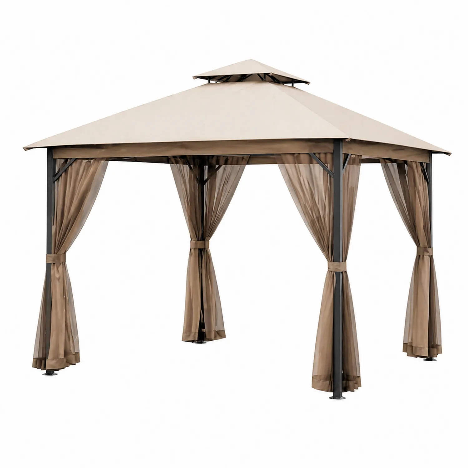 Gartenpavillon Stahlrahmen Polyester 3x3m Beige/Braun