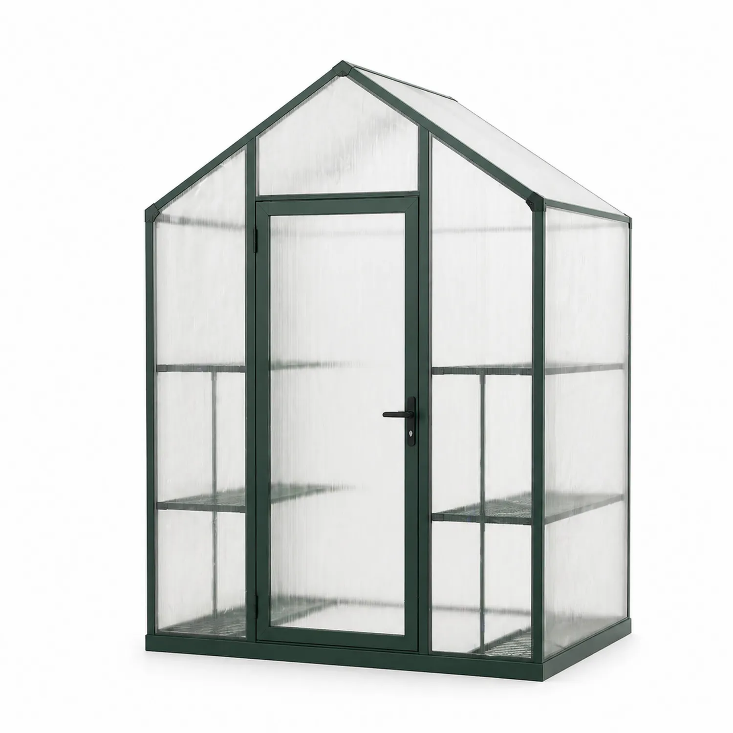 Aluminium-Gewächshaus mit Polycarbonatplatten Grün 190cm x 120cm x 190cm