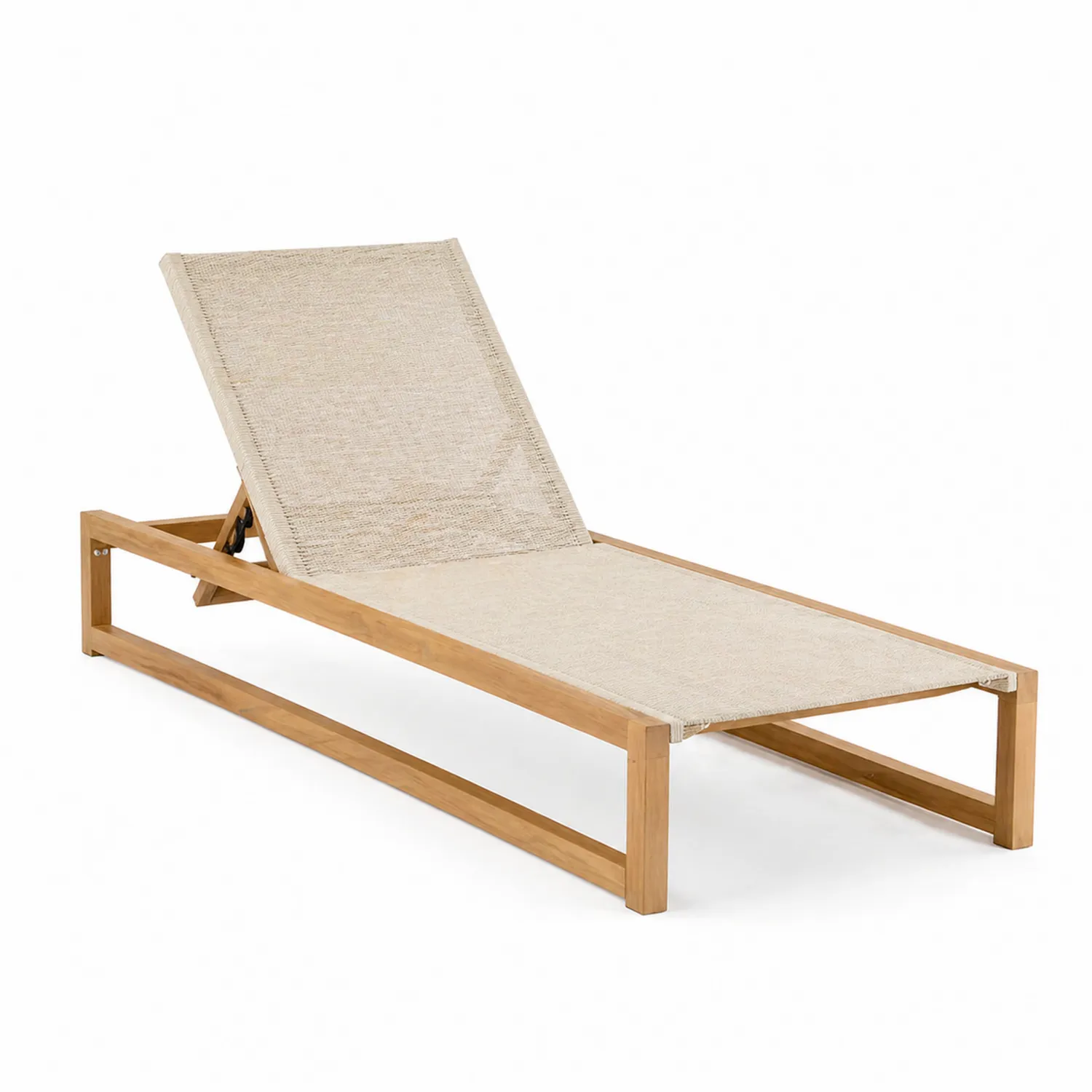Outdoor-Liege aus Teakholz Beige Textilgewebe 200x65x35cm