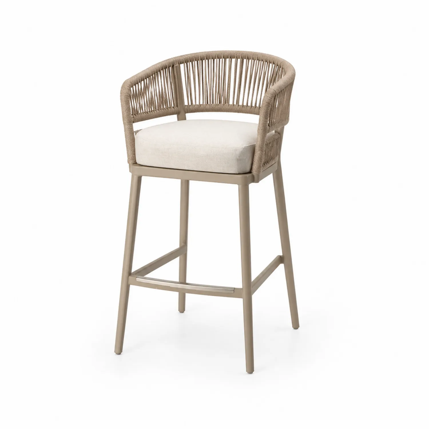 Garten-Barhocker Aluminium Seil Beige