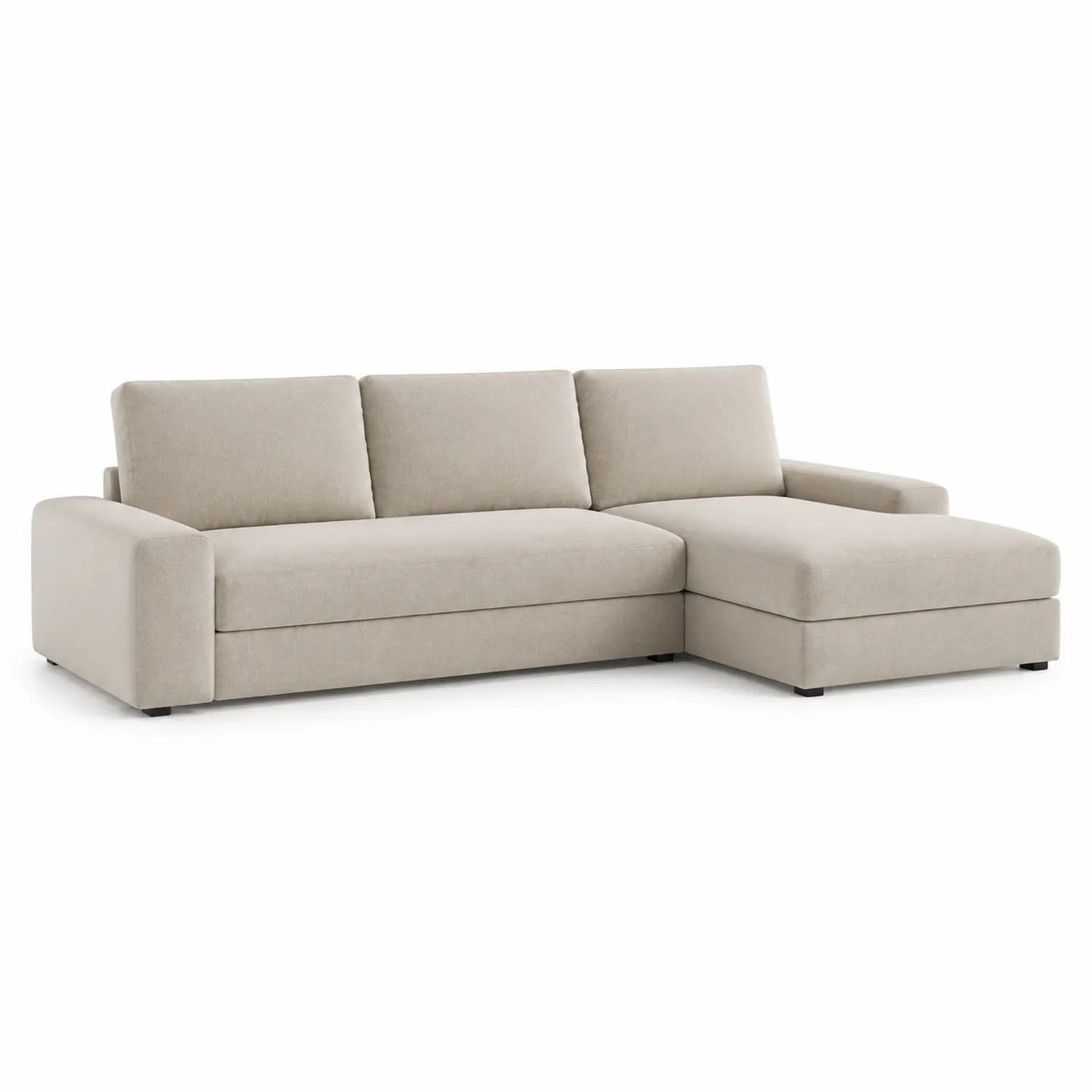 Stoff Sofa Set mit Chaiselongue Beige 250 cm x 150 cm