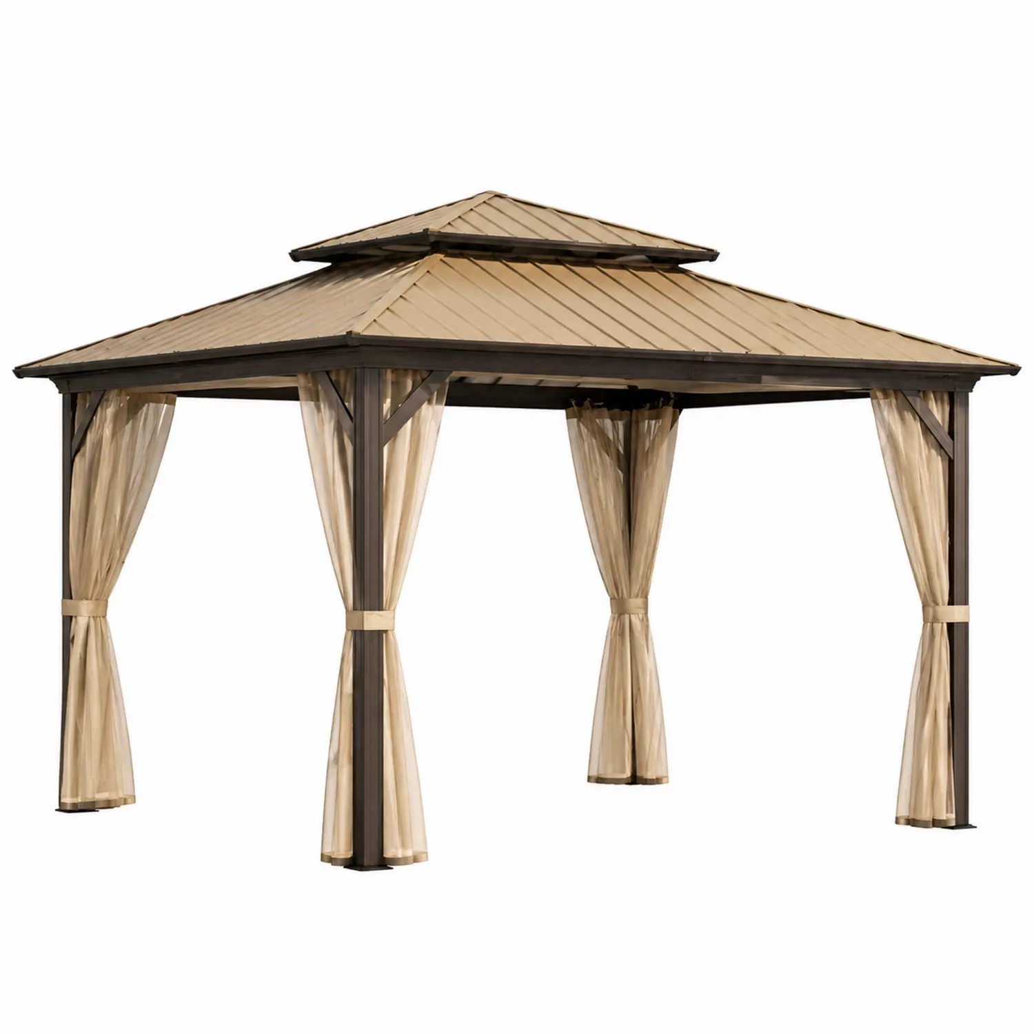Pavillon aus Aluminium mit Polycarbonatdach Beige