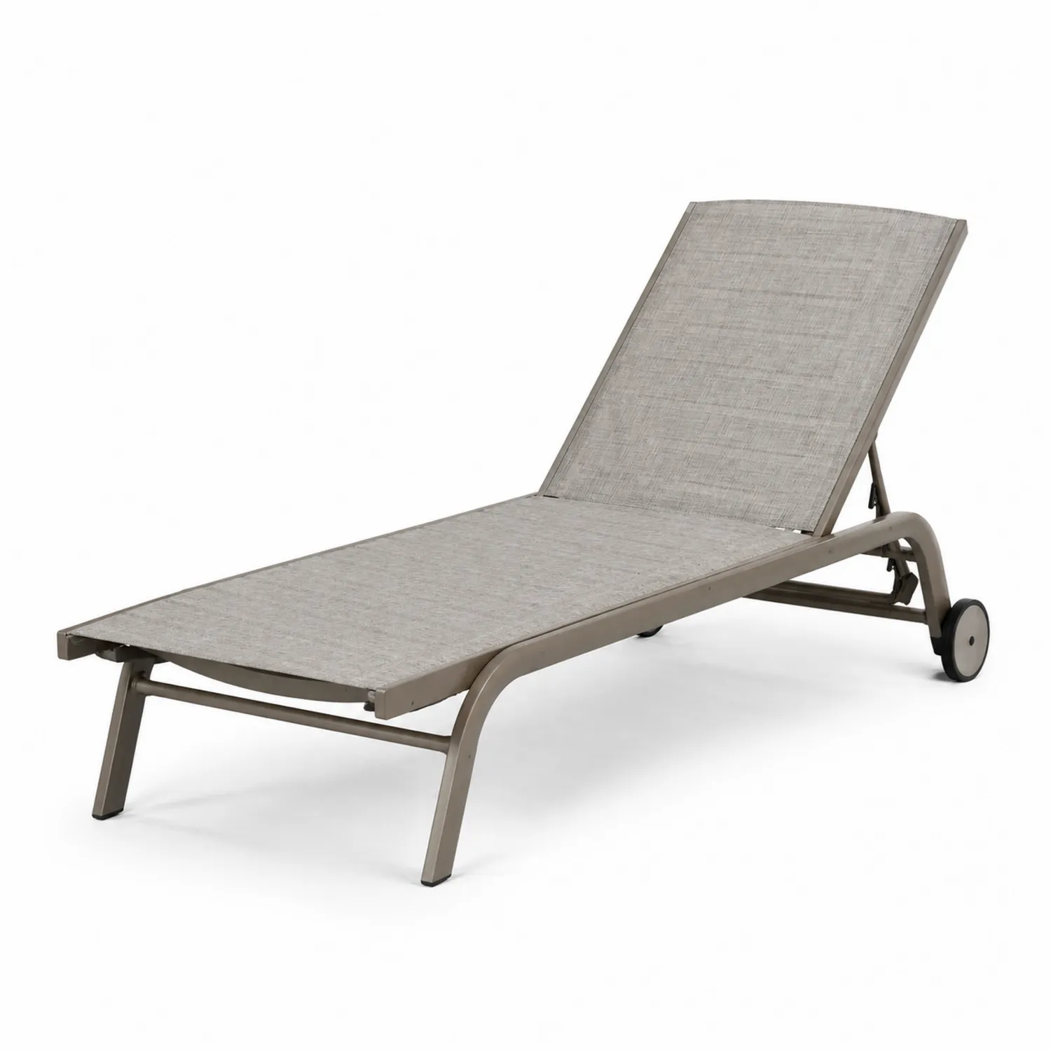 Gartenliege Aluminium Textilene Beige Verstellbar mit Rädern