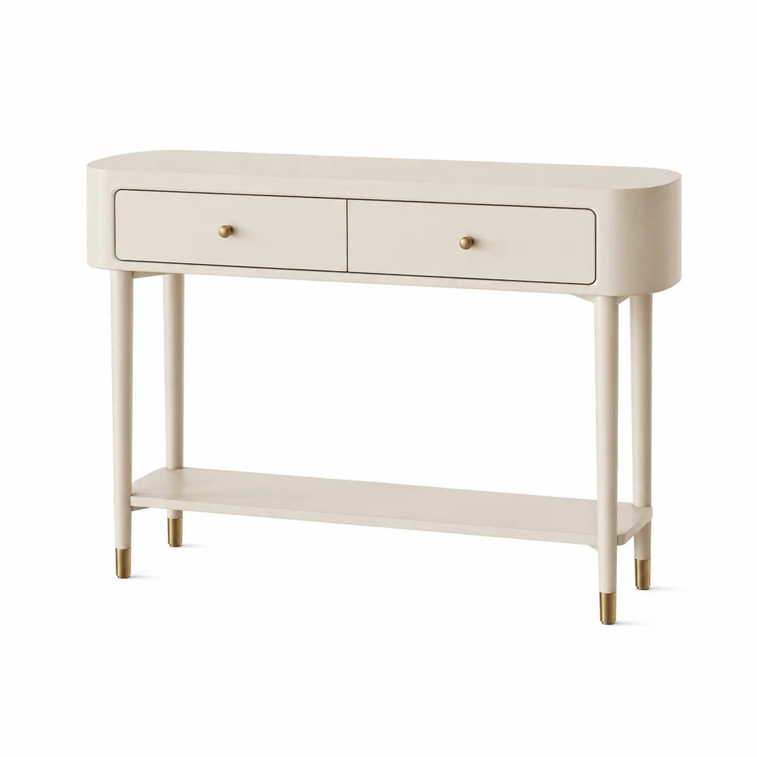 Holzkonsole mit zwei Schubladen Beige