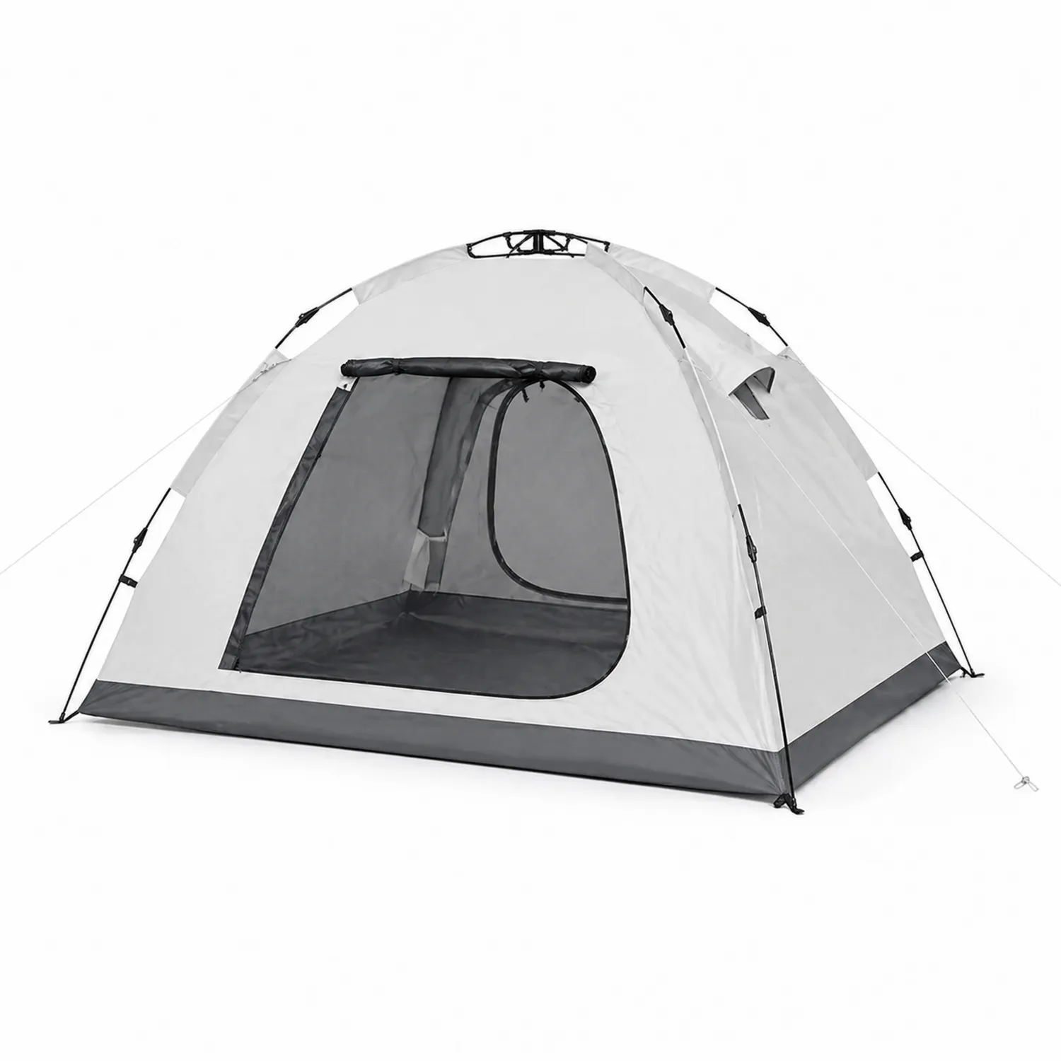 Kuppelzelt Grau 4 Personen 210x210x140cm Polyester Aluminiumrahmen