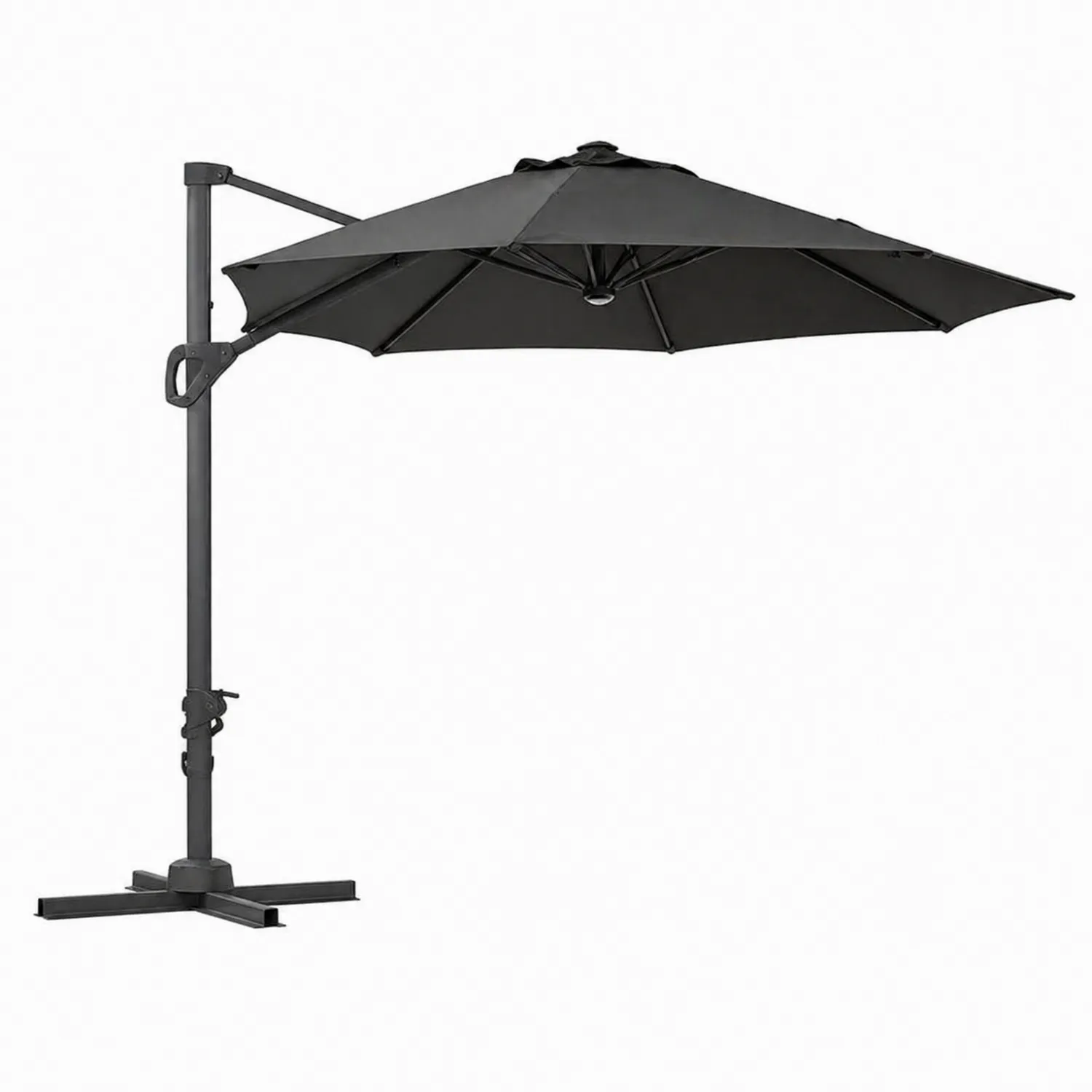 Ampelschirm Aluminium Polyester 300cm Schwarz Rund