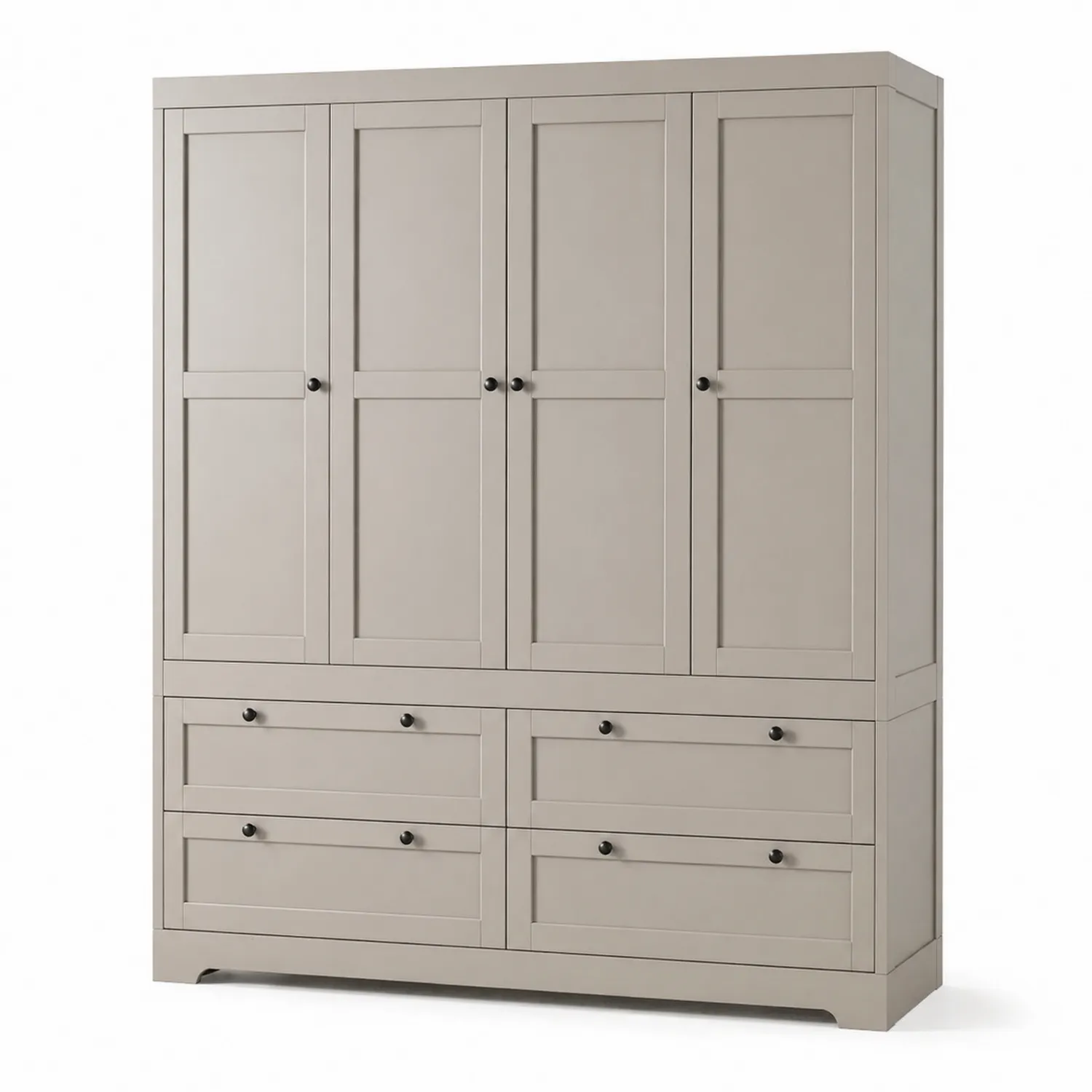 MDF Kleiderschrank mit 4 Türen und 6 Schubladen, Beige