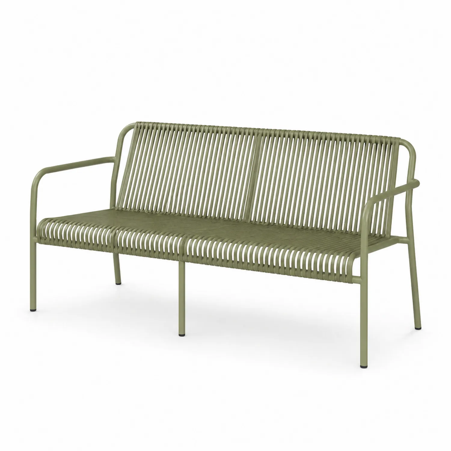 Gartenbank aus Metall mit Polyethylen-Geflecht Olive 120x54x85 cm