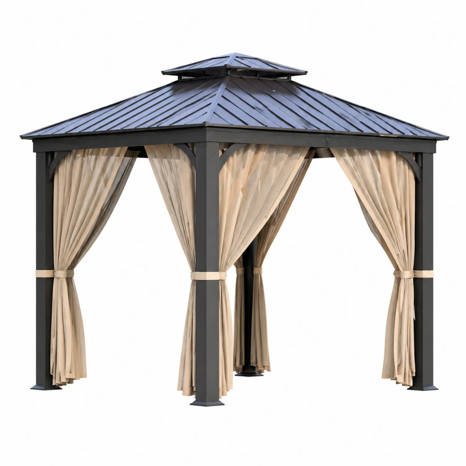Pavillon Aluminiumrahmen 3x3m Polyester-Vorhänge Stahldach