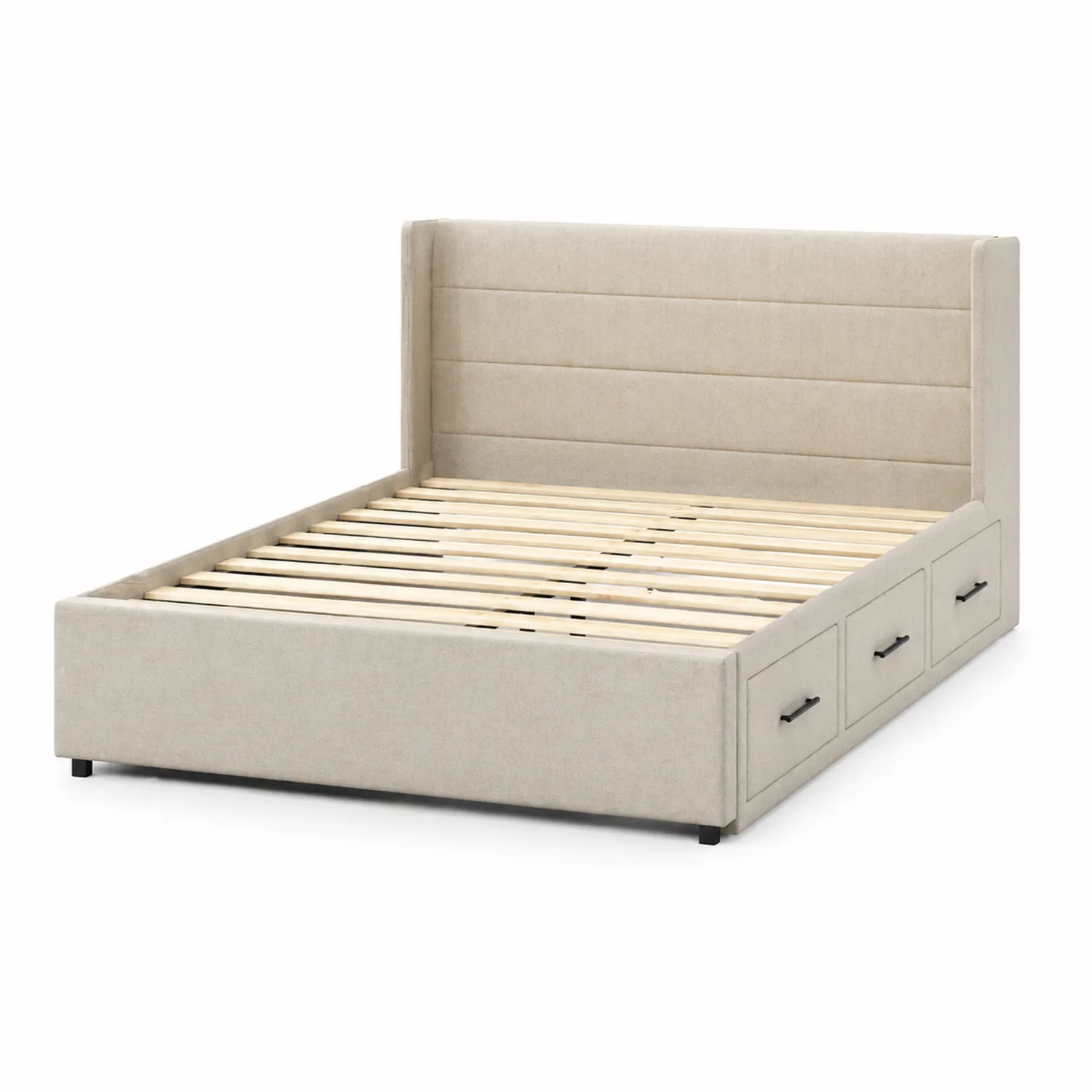 Polsterbett mit Stauraumschubladen 200x140 cm Beige
