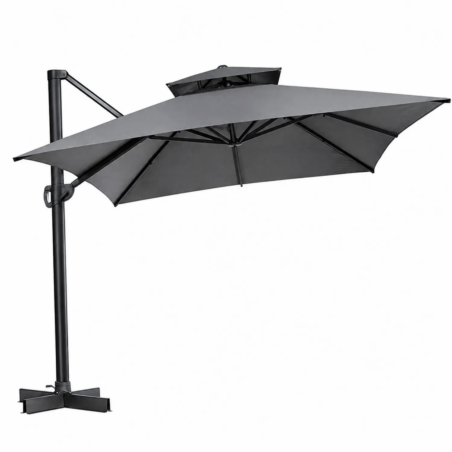 Ampelschirm Aluminium und Polyestergewebe Grau 300 cm