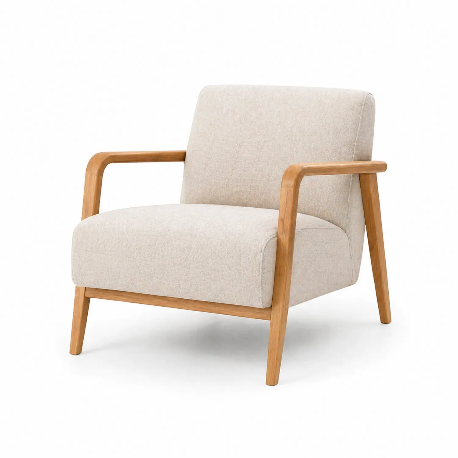 Sessel mit Holzrahmen aus Leinengemisch Beige