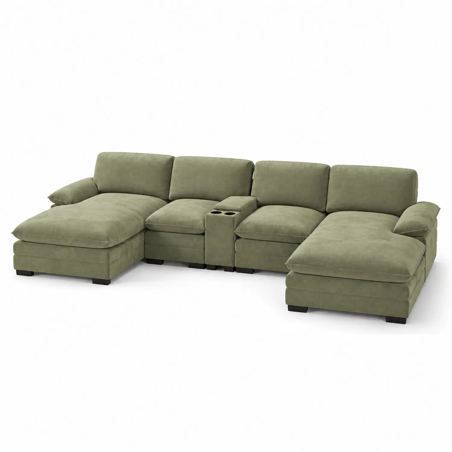 Modulares Sofa-Set mit Mikrofaser in Olivgrün