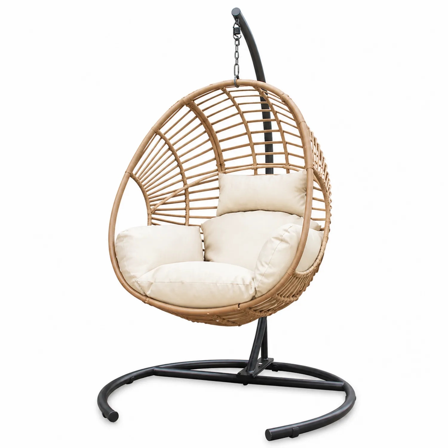 Hängesessel aus Polyrattan mit Kissen Beige Ø100 cm