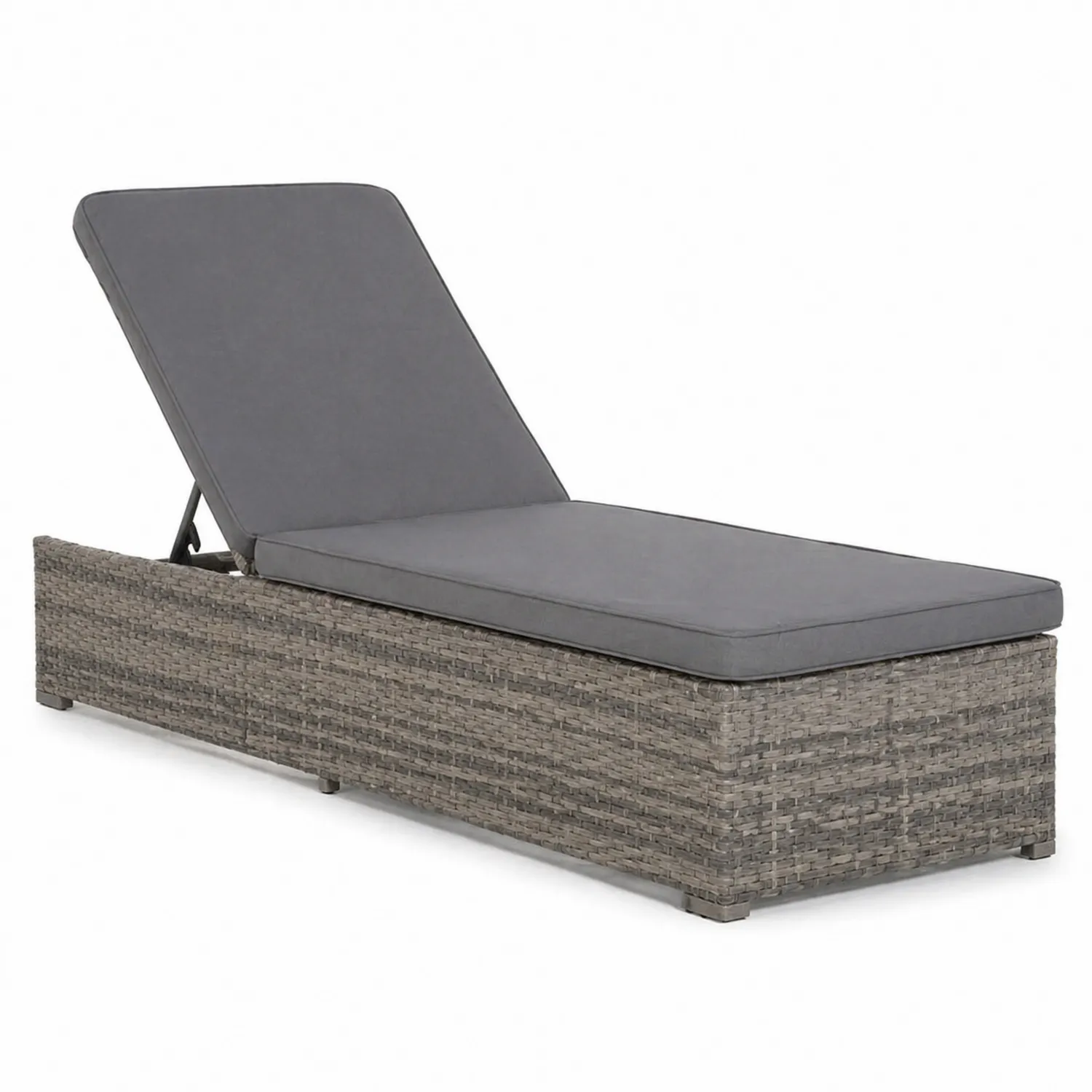 Rattan Gartenliege, Verstellbar, Grau