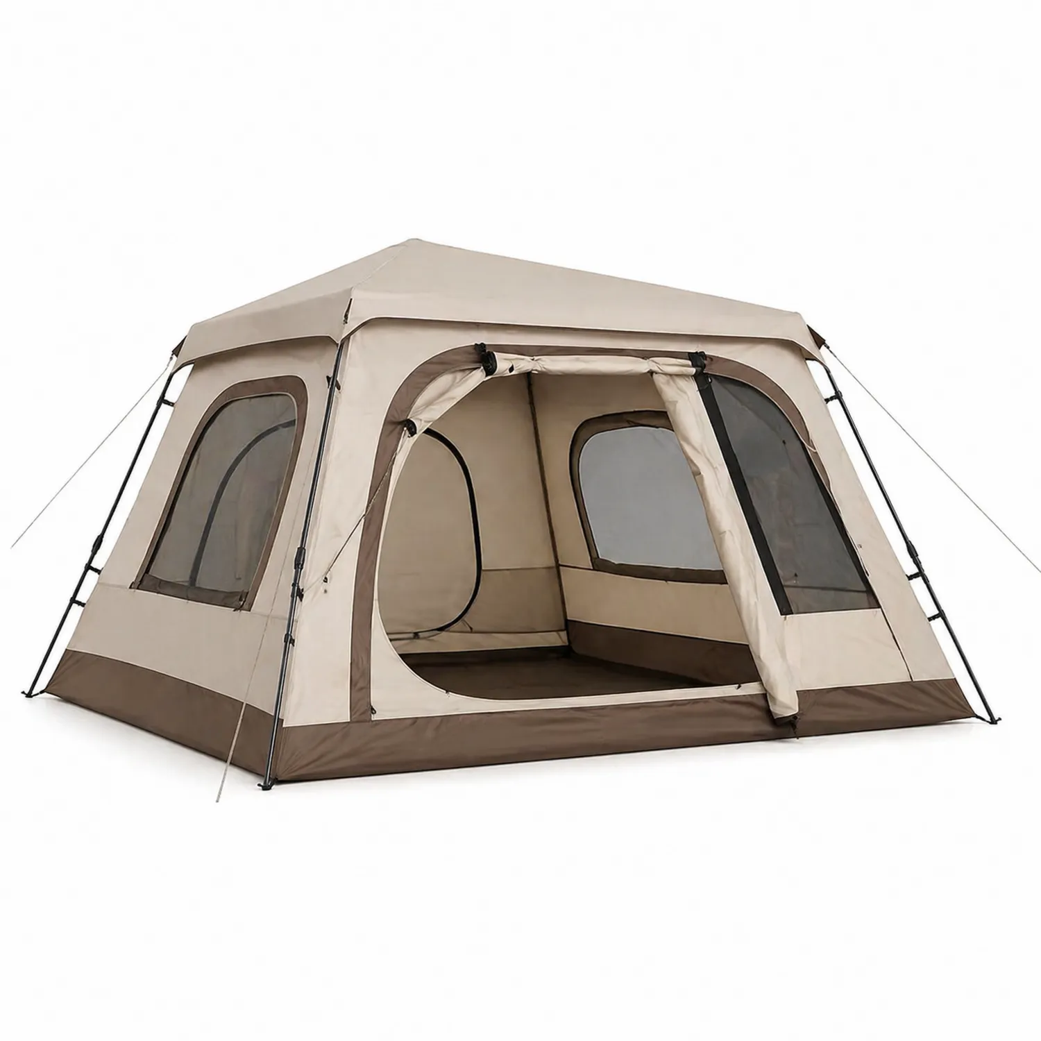 Familienzelt Rechteckige Form Beige/Braun 400x300x200 cm Polyester, Fiberglas