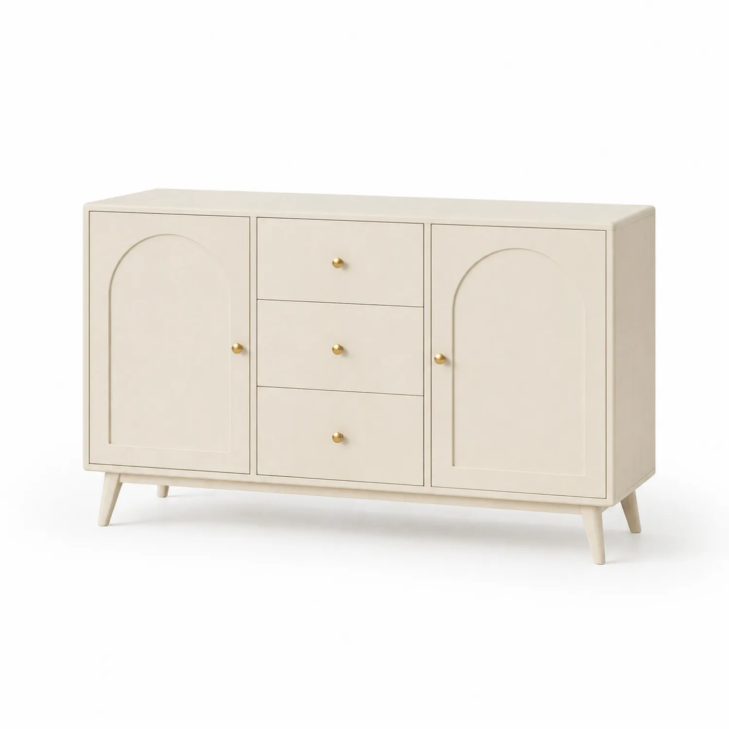 Kommode aus MDF mit 3 Schubladen und 2 Türen, Beige