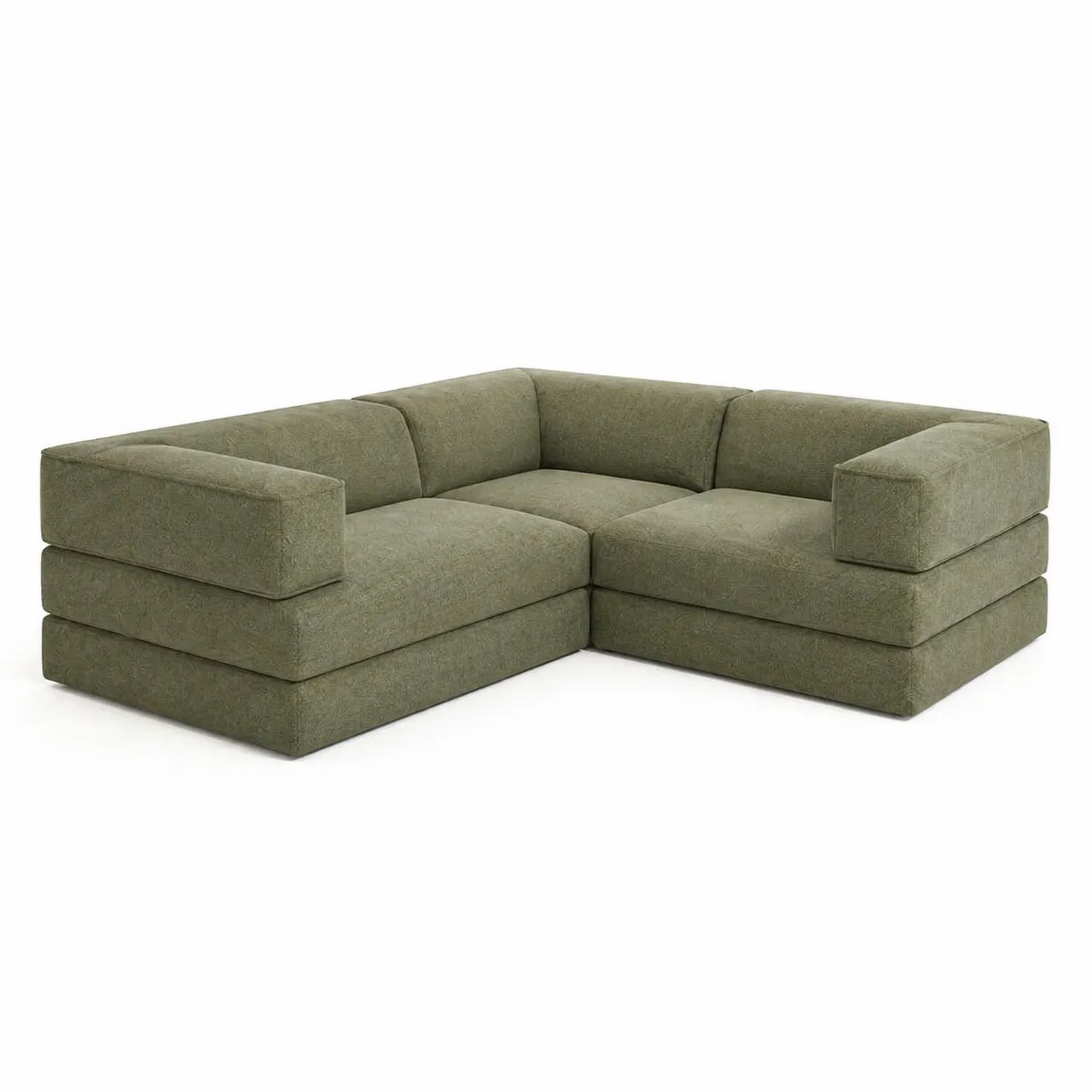 Modulares Stoffsofa mit Polyester in Grün, L-Form