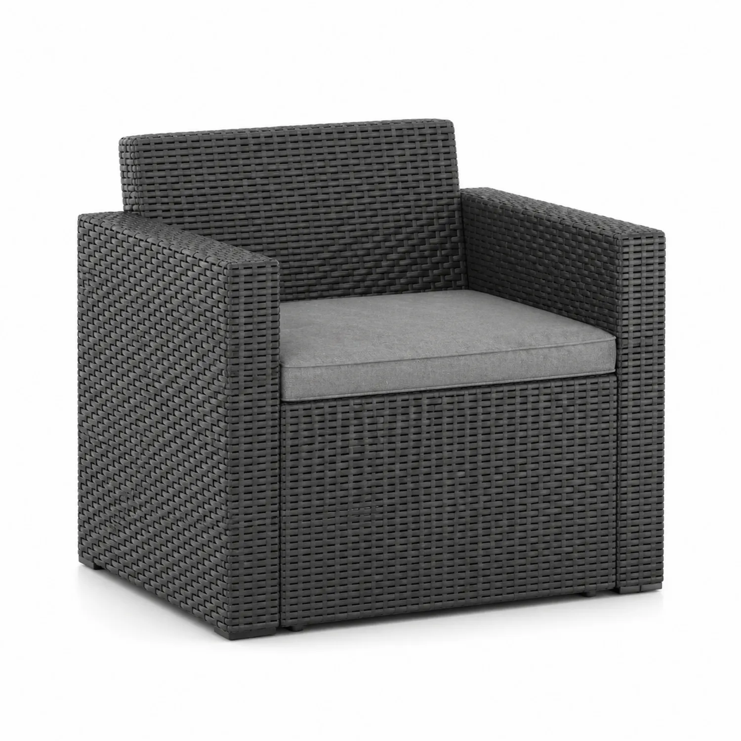 Polyrattan Gartenstuhl Grau mit Kissen