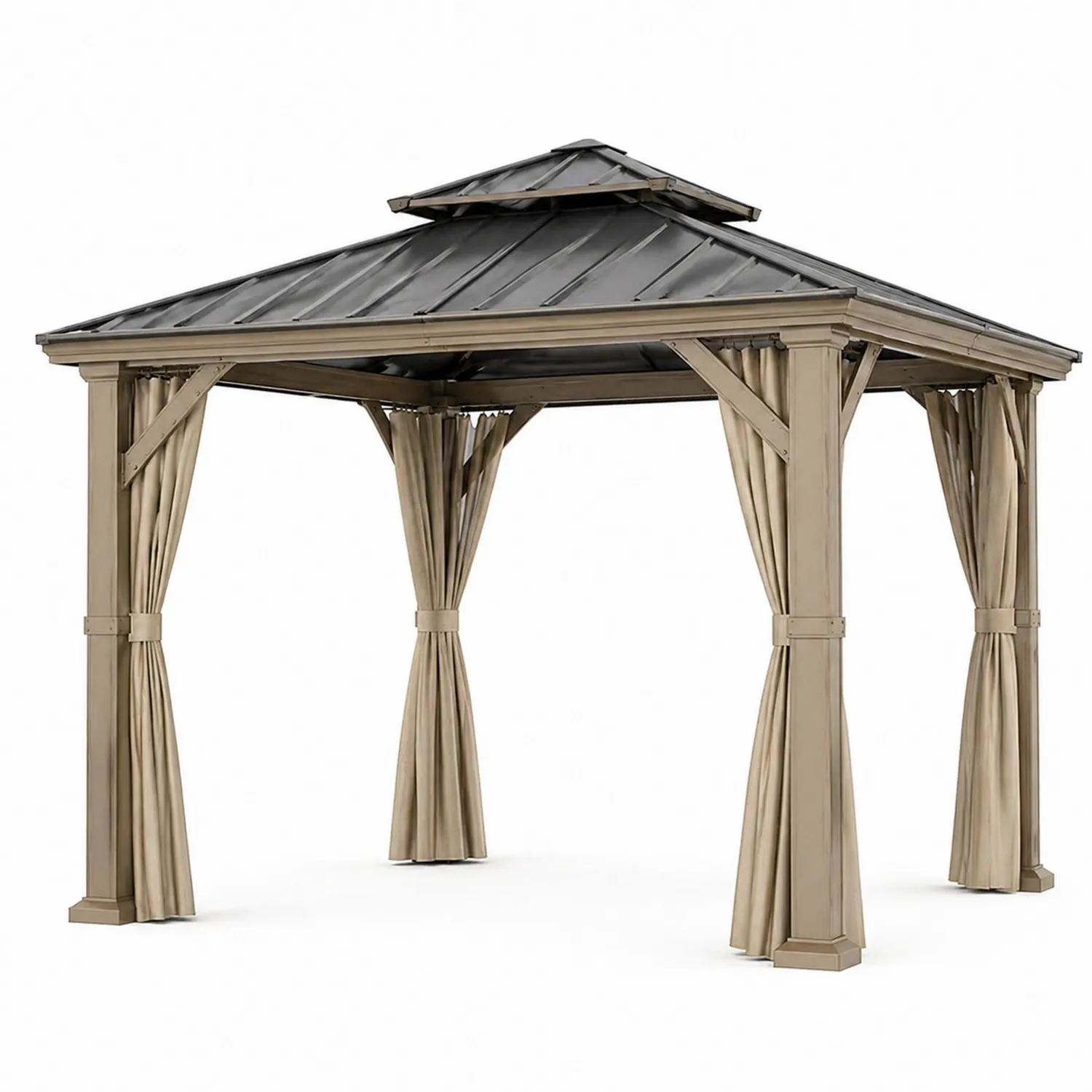 Gartenpavillon Aluminium Stahl Polyester Braun Dunkelgrau