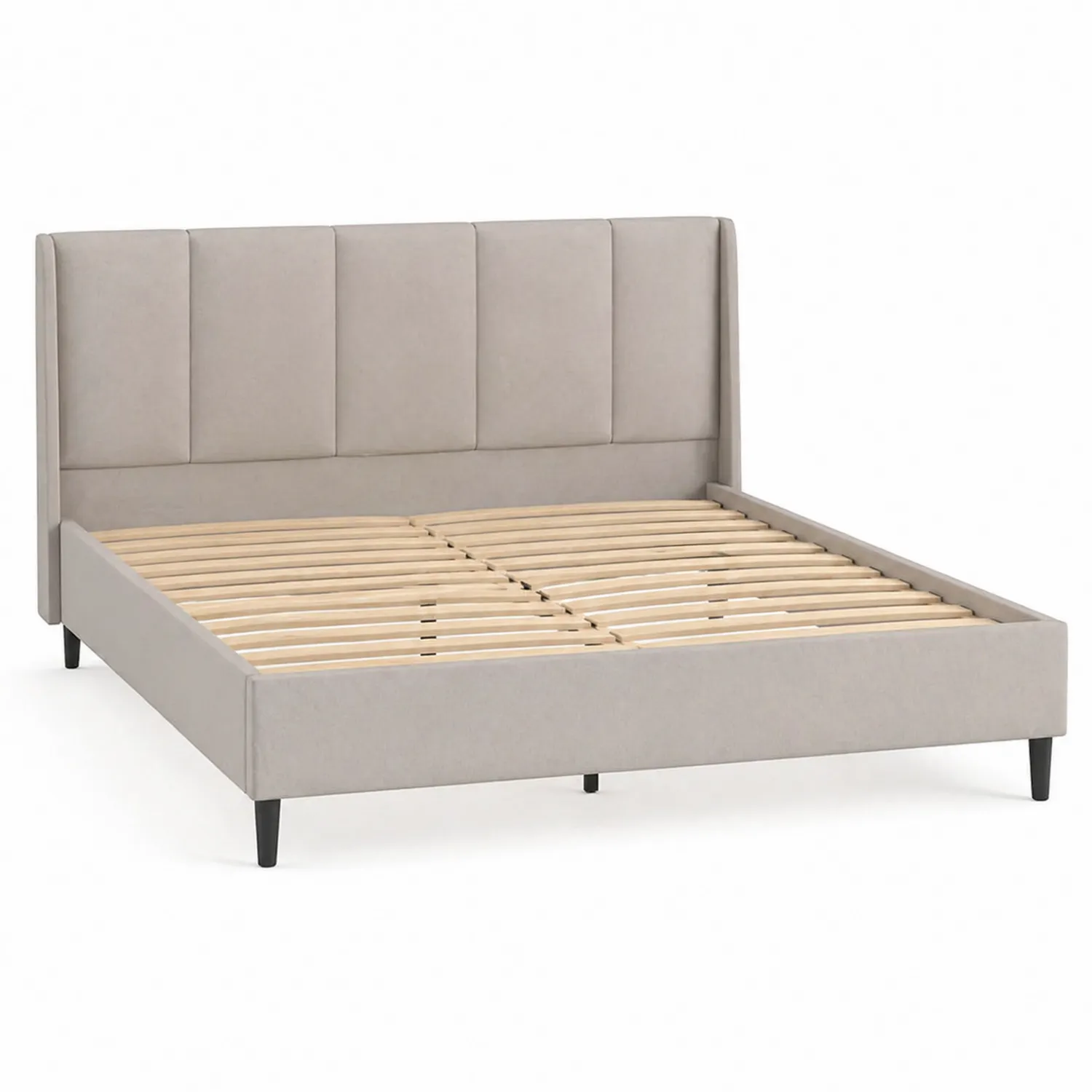 Doppelbett mit gepolstertem Kopfteil 200x180cm Beige