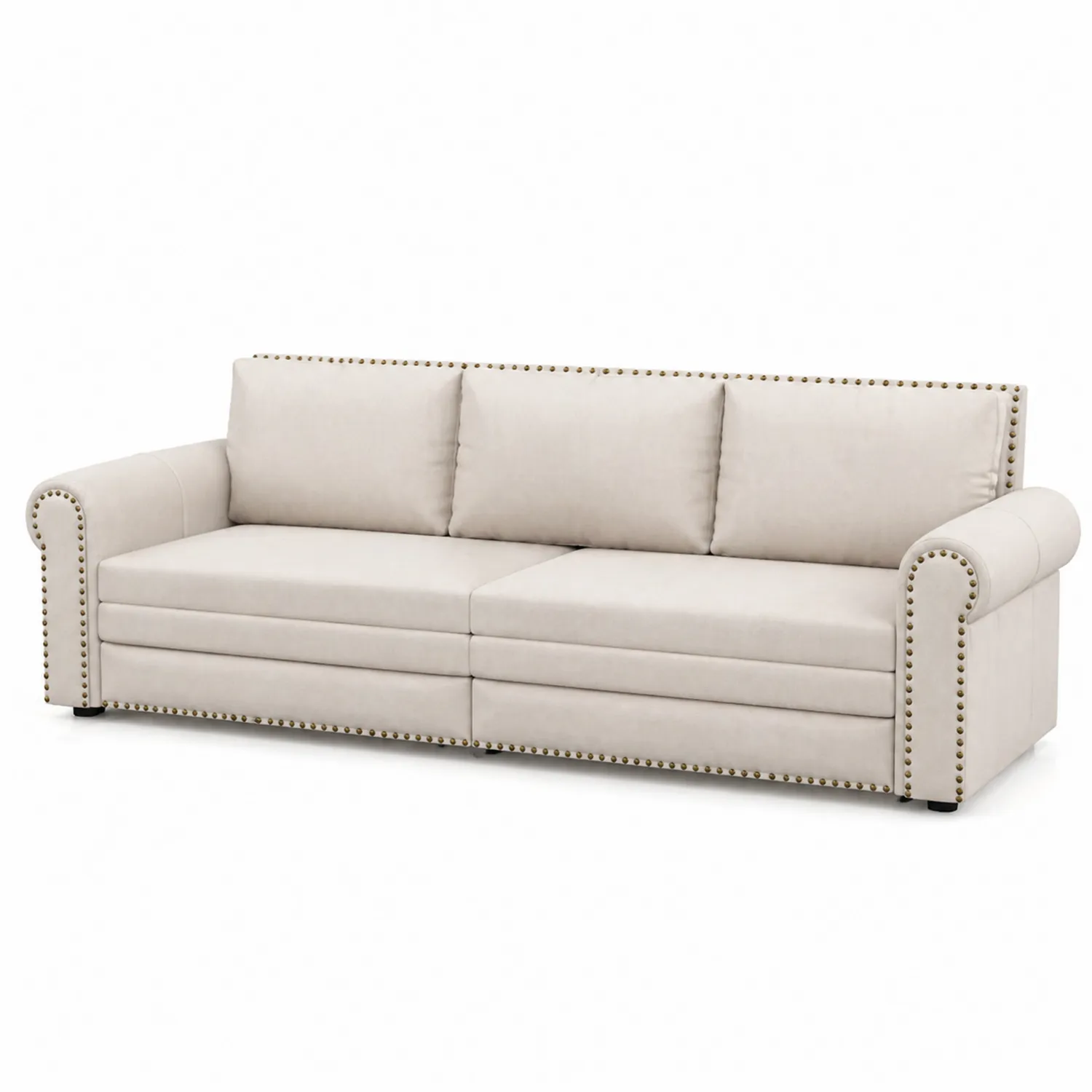 Dreisitzer-Sofa aus Mikrofaser Beige 220 cm