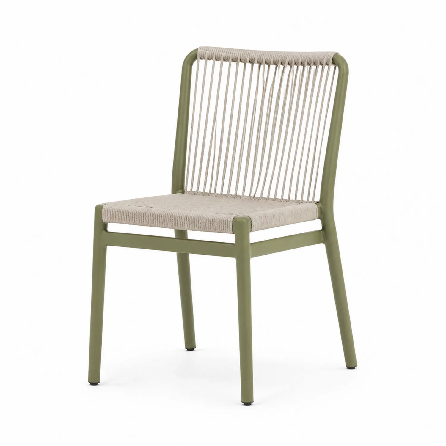 Esszimmerstuhl aus Aluminium und Seil Beige/Grün 85cm
