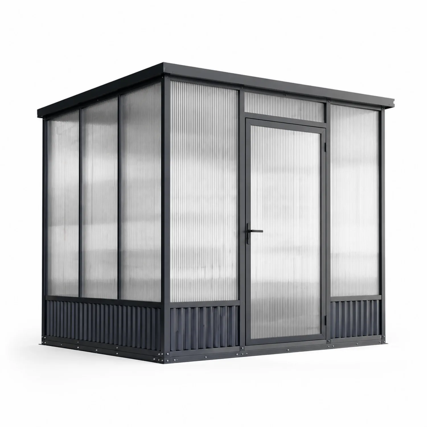 Gewächshaus Aluminium Polycarbonatplatten Anthrazit 200x150x200 cm