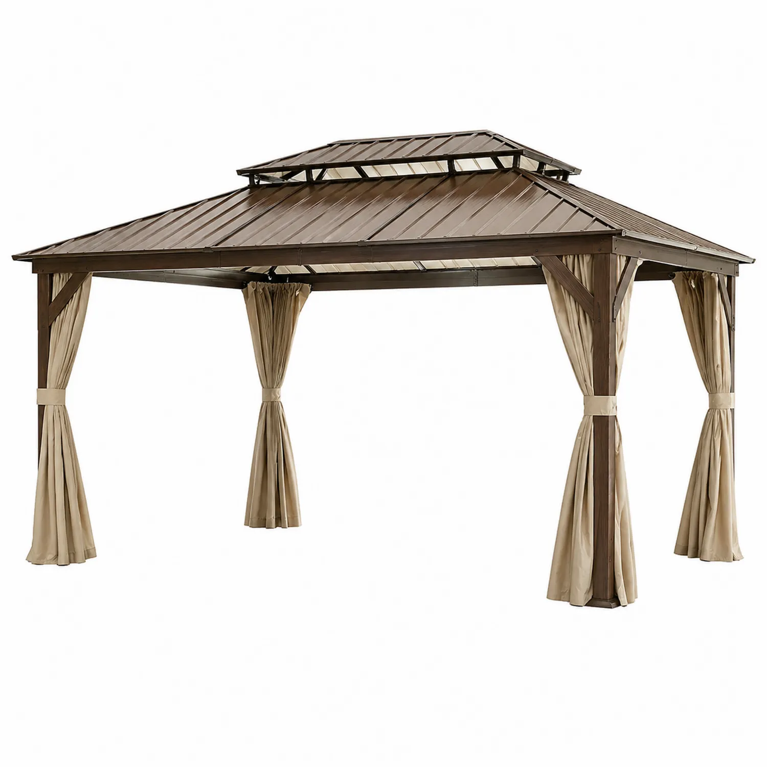 Gartenpavillon aus Aluminium mit Stahlblechdach 4x3m Braun