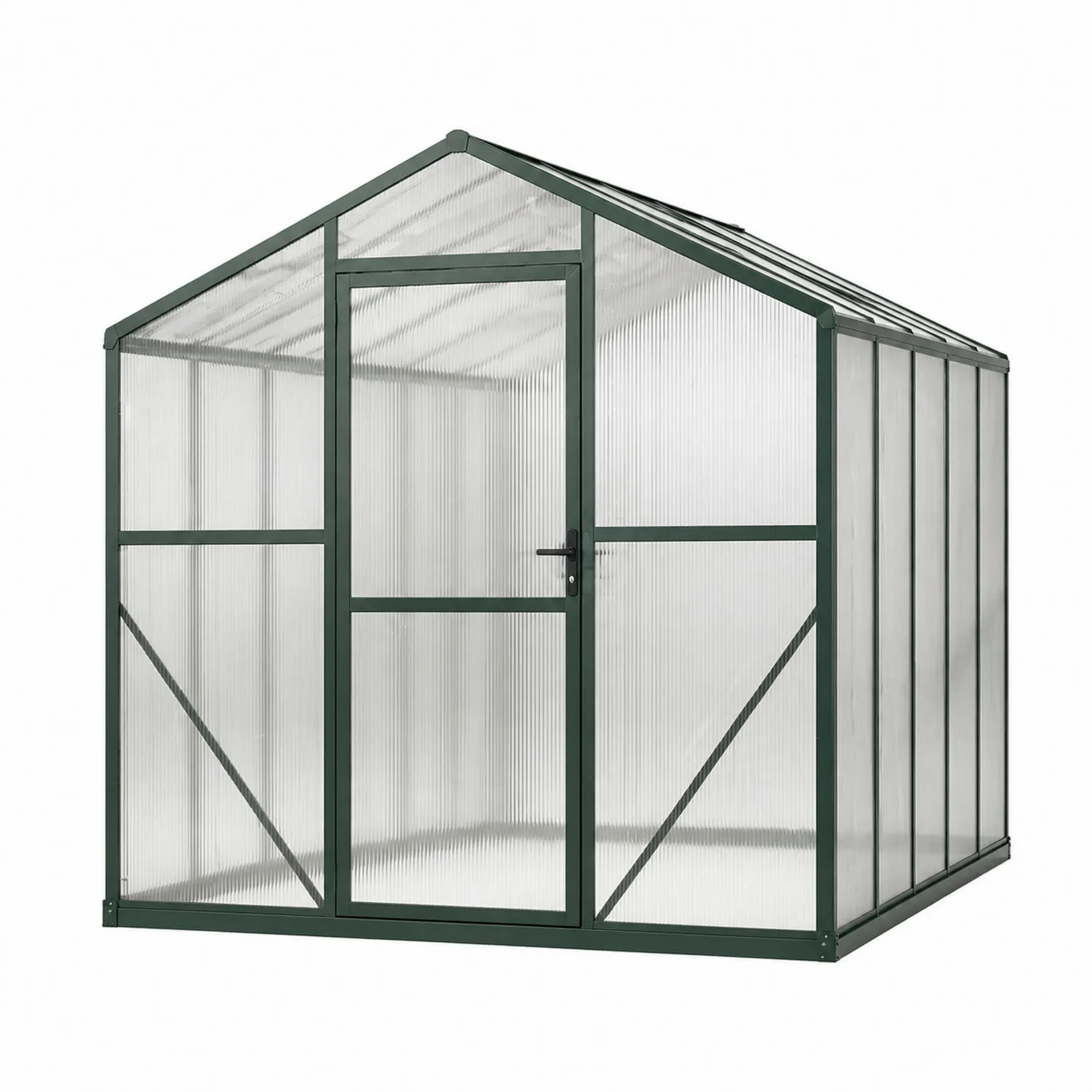 Gewächshaus Aluminium mit Polycarbonat 250x300x200cm Grün