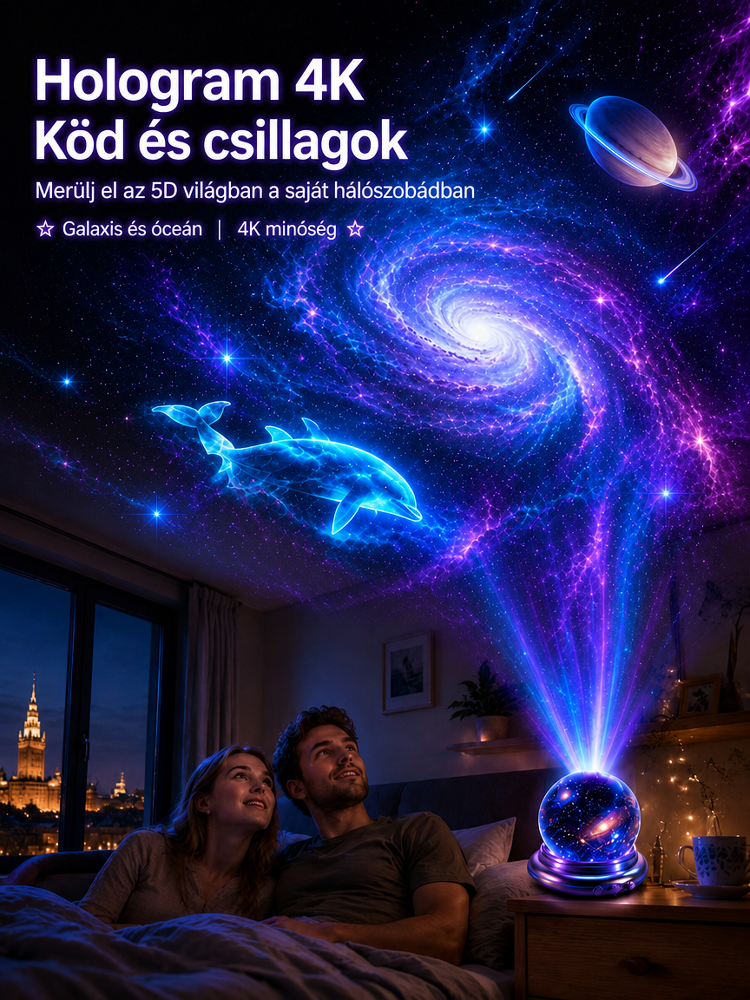 🌌Intelligens 4K Csillagprojektor és Sarki Fény Lámpa - Alvássegítő Galaxis Hatás (Ma -50% Akció)