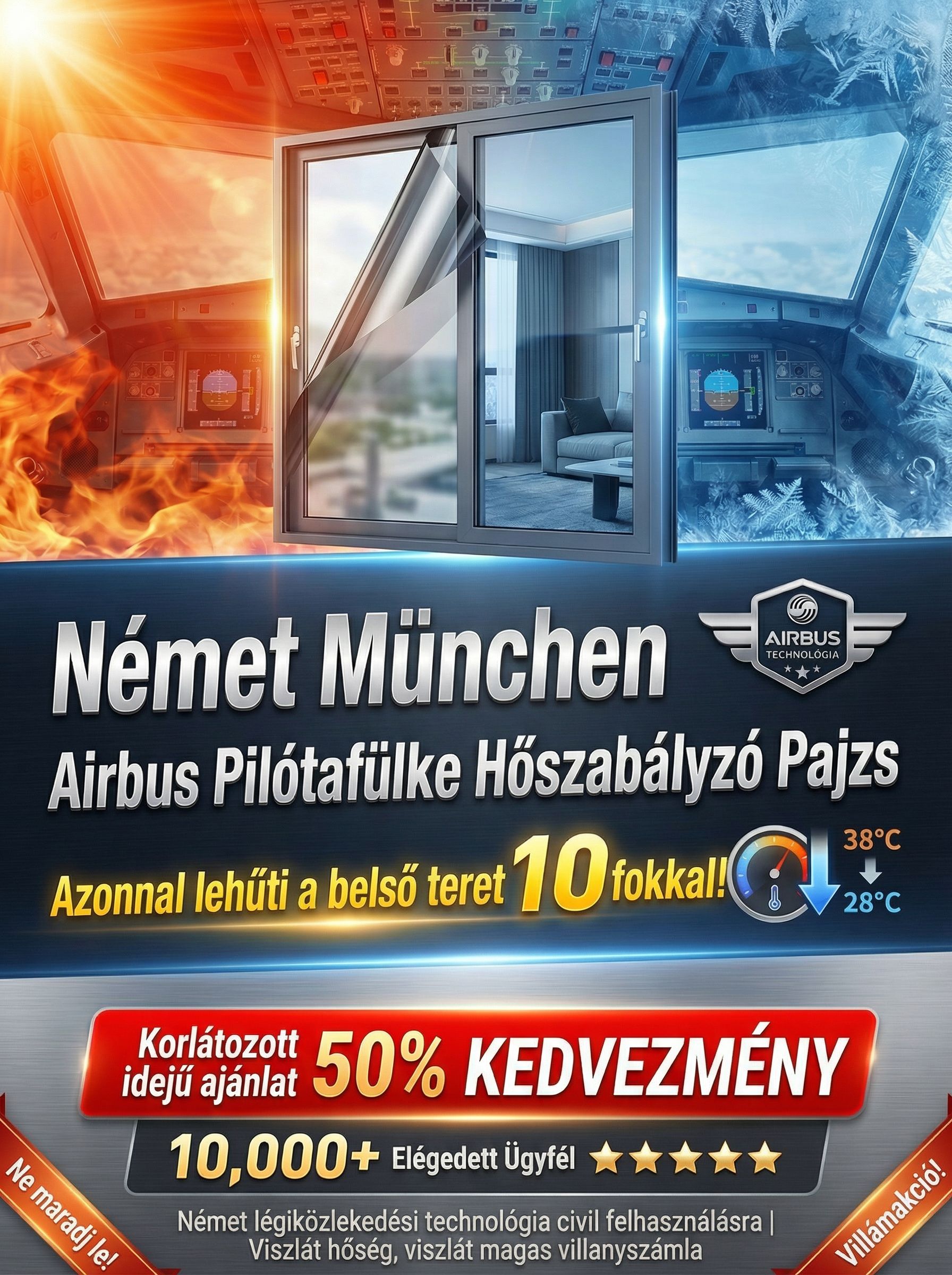 2 az 1-ben Ablakfólia: Extrém Hővédelem és Tökéletes Magánszféra (Utánvétes fizetés)