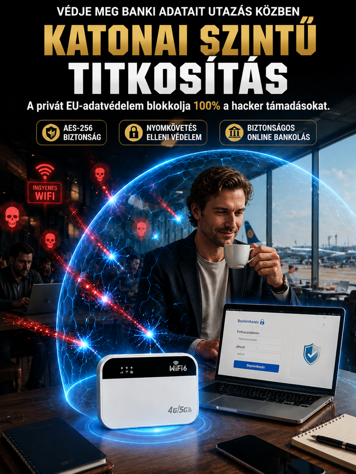 70% Akció👍Hordozható WiFi 6 Router Okos Chippel - Nincs Havidíj, Nincs Roaming - Szupergyors Kapcsolat Bárhol
