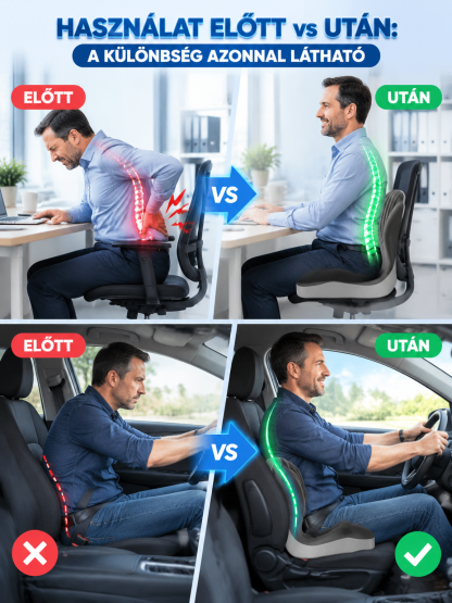 👍Bionikus Ergonomikus Ülőpárna és Deréktámasz (Autóba/Irodába) – Egész Napos Kényelem