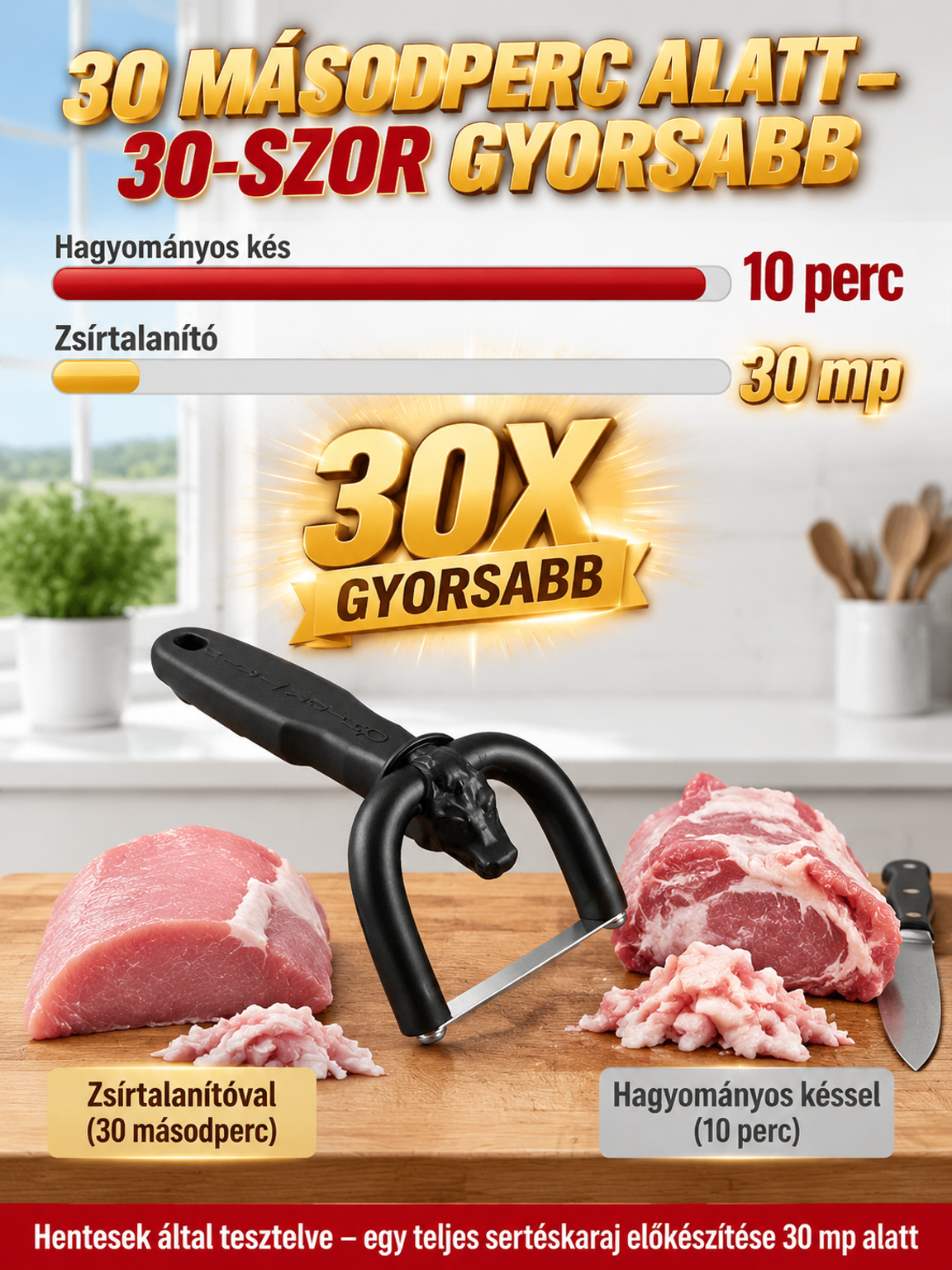  [50% AKCIÓ] 👍Biztonságos U-alakú Zsíreltávolító Kés – Hús Előkészítés 30 Másodperc Alatt