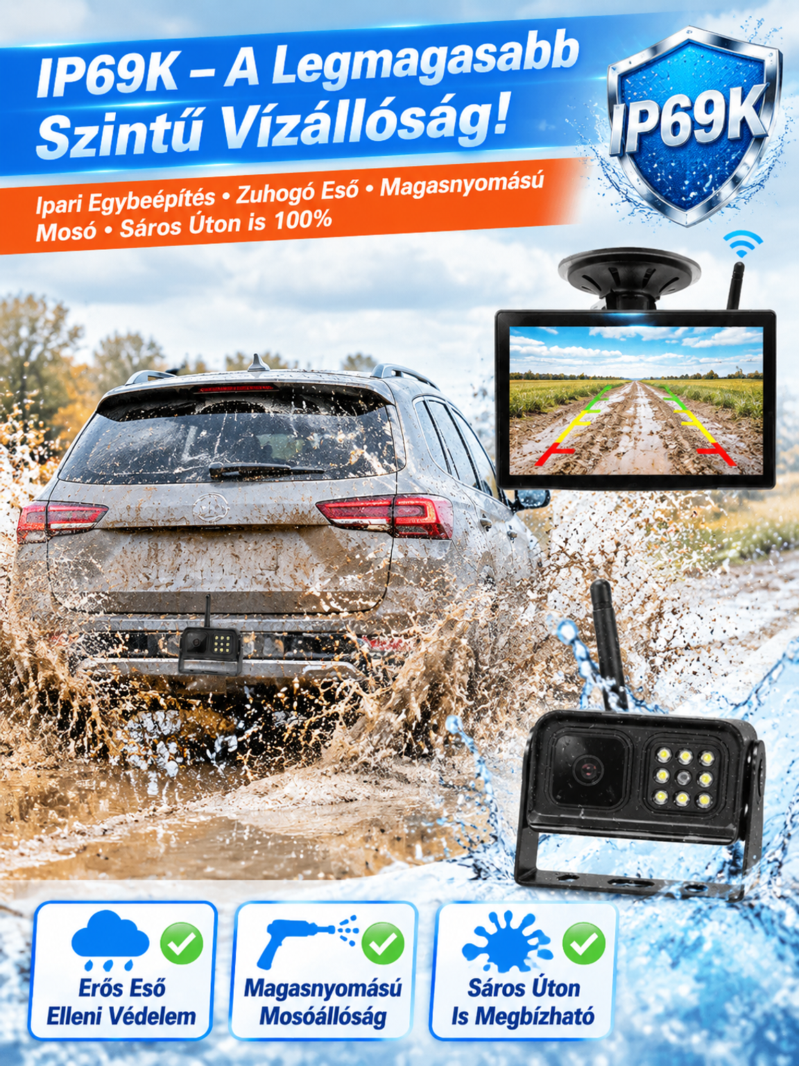  Féláron!👍Mágneses HD Vezeték Nélküli Tolatókamera | Vízálló, Éjjellátó & 3 Perc Alatt Kábel Nélkül