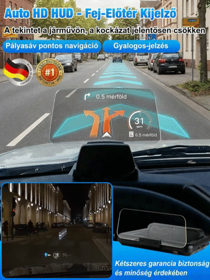 Okos Autós HUD Kijelző Radardetektorral - USB Csatlakozás (50% Kedvezmény)