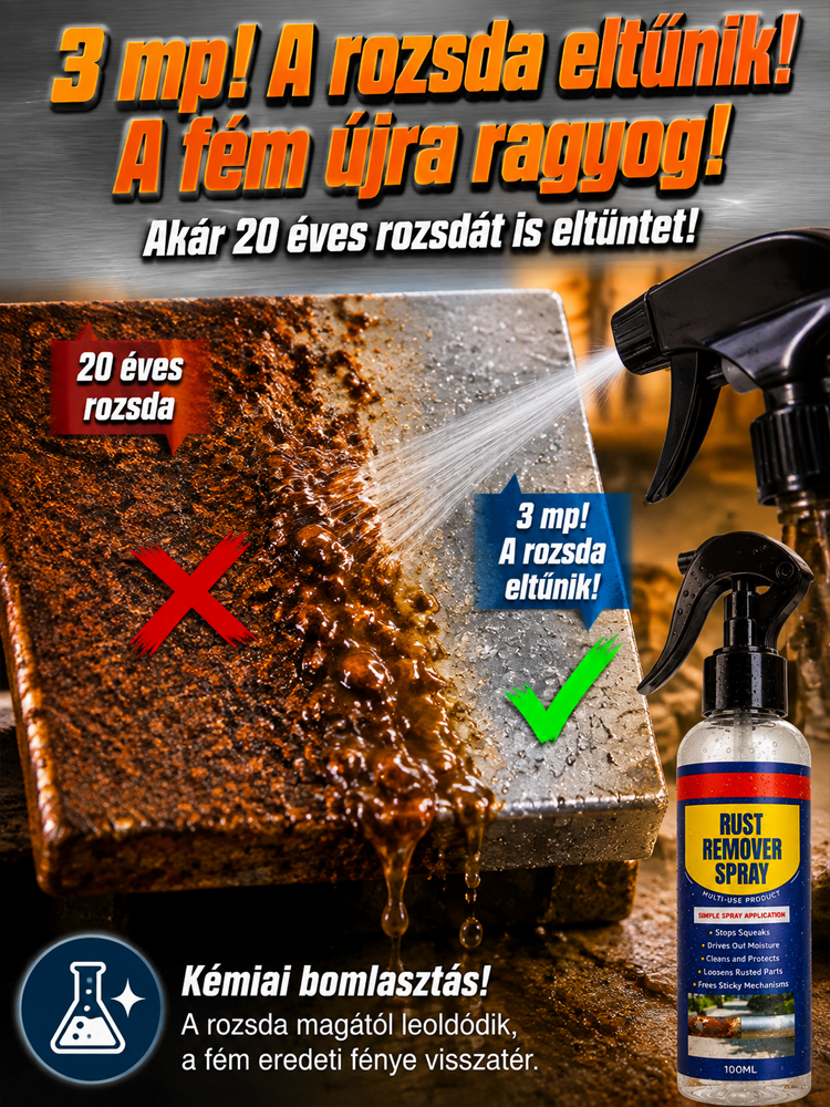 Professzionális Rozsdaeltávolító és Csavarlazító Spray - 3 Másodperc Alatt Hat (🎁 1+1 Ingyen / 3+3 Akció)
