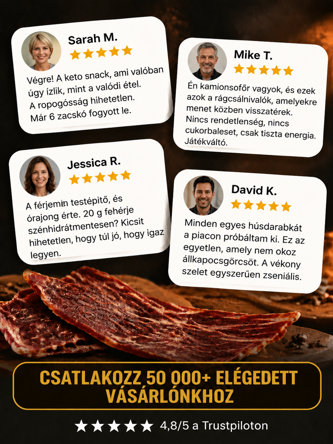 👍Prémium Ropogós Marha Chips (100% Tiszta Izomhús, 0% Cukor) – Energia Bűntudat Nélkül