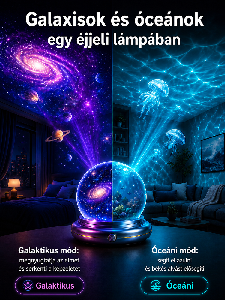 🌌Intelligens 4K Csillagprojektor és Sarki Fény Lámpa - Alvássegítő Galaxis Hatás (Ma -50% Akció)